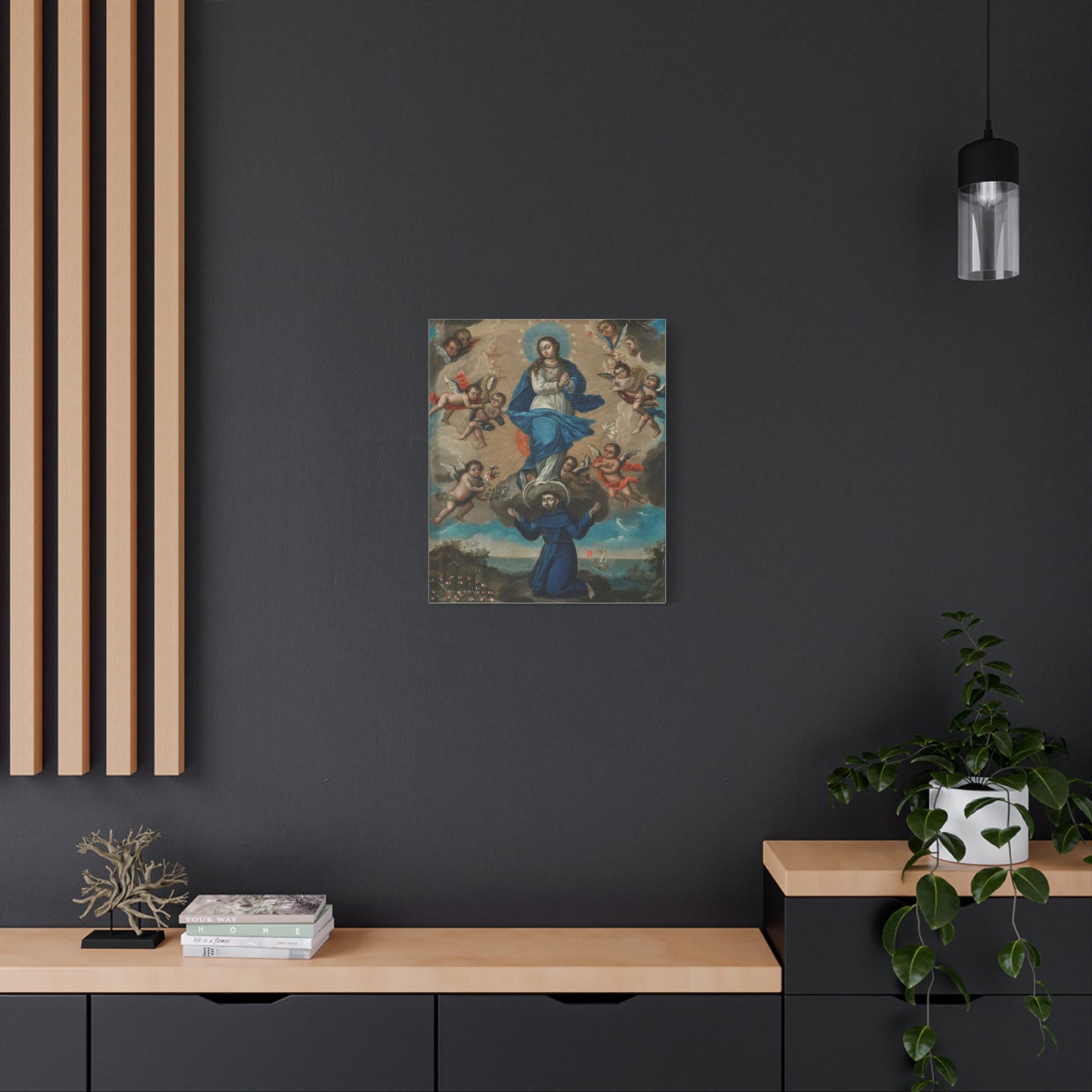 Immaculate Conception with Saint Francis and Angels Catholic HQ Print on Canvas Ready To Hang - Virgin Mary Canvas