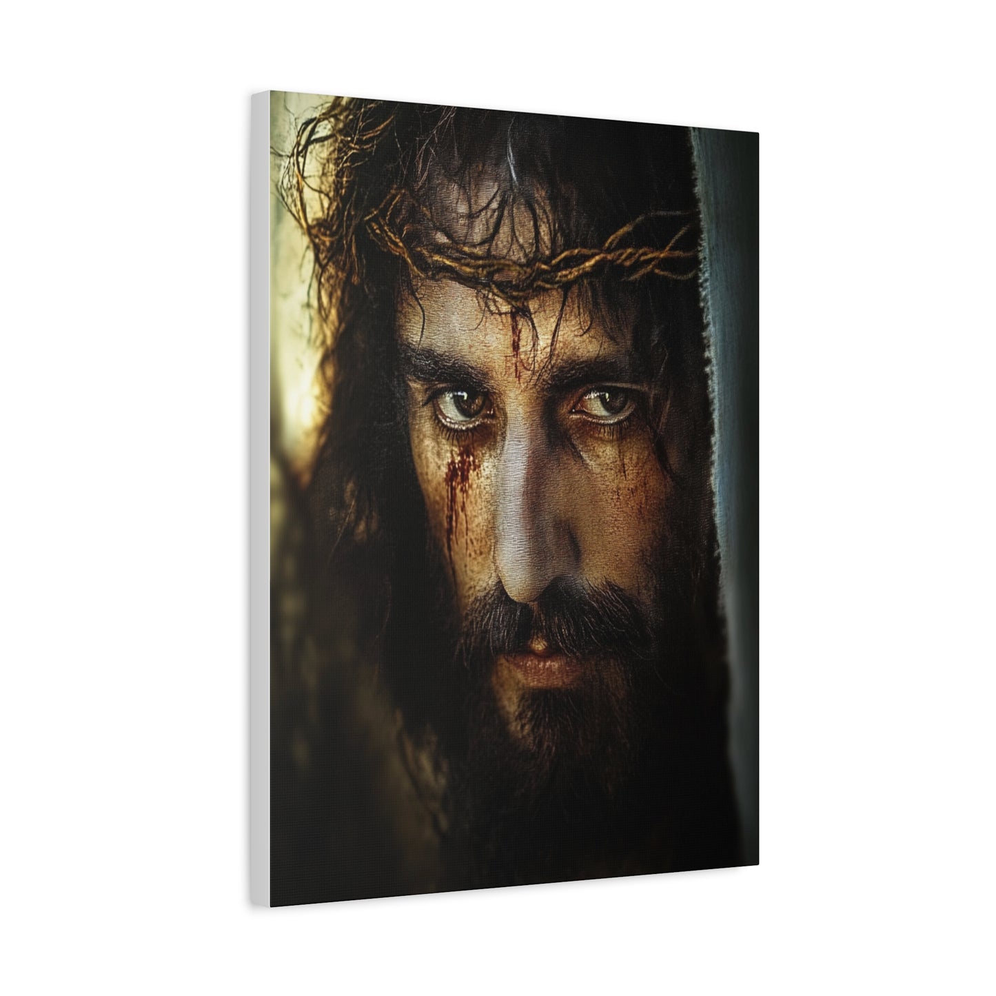 Jesus Christ Our Lord with Crown of Thorns Catholic Canvas Wall Art, Christian Decor