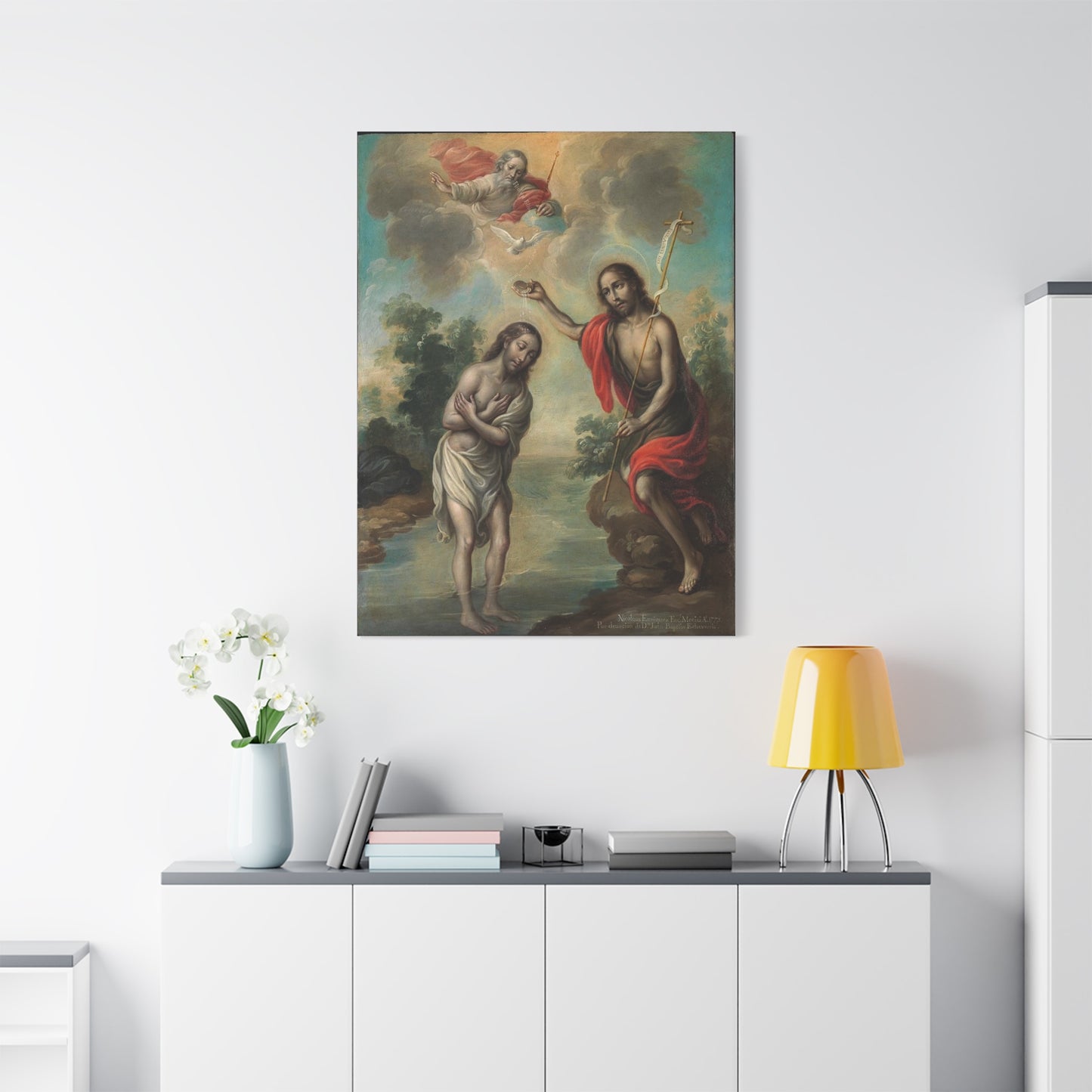 The Baptism of Christ Jesus Catholic HQ Print on Canvas Ready To Hang - Virgin Mary Canvas