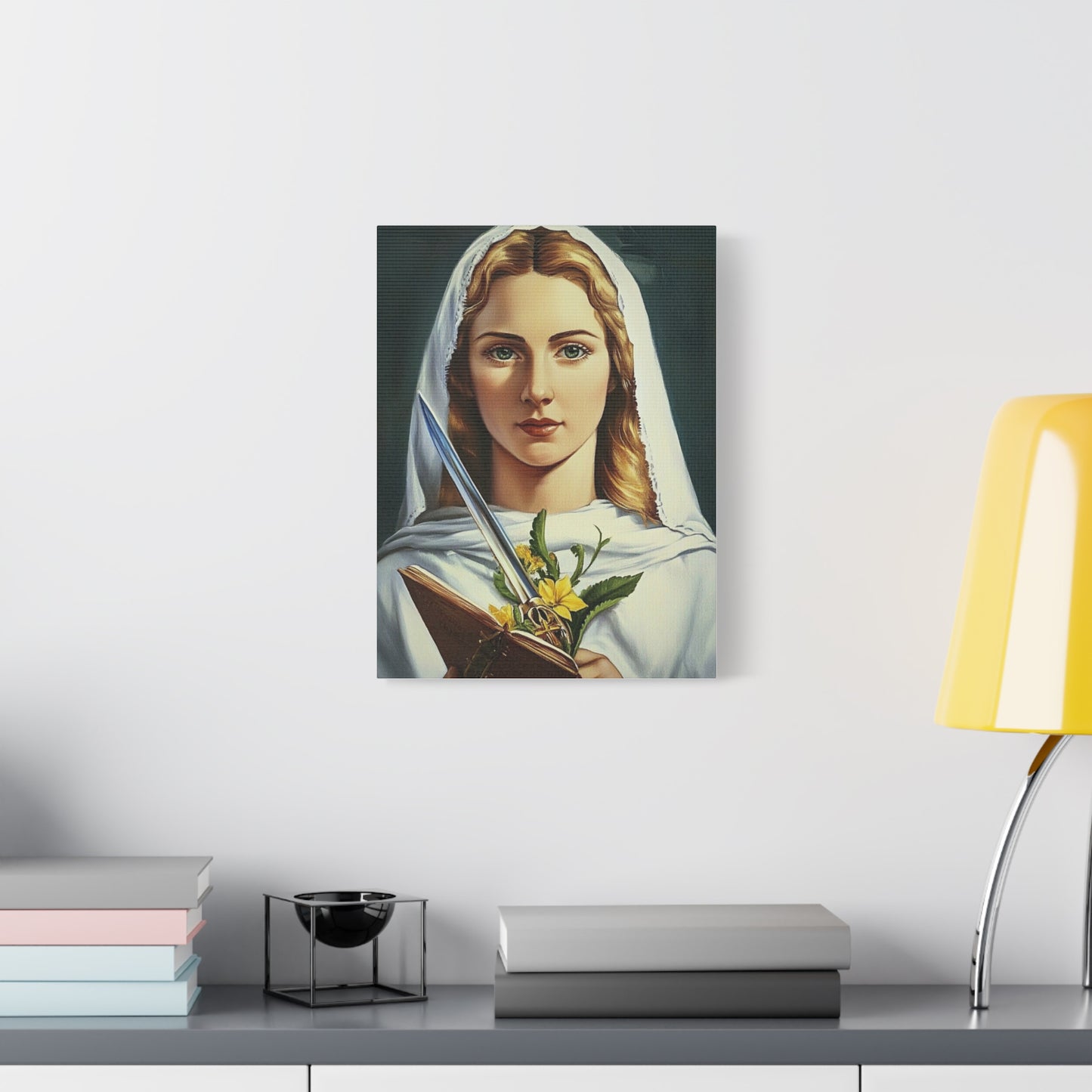 St. Dymphna Catholic Canvas Wall Art, Christian Decor