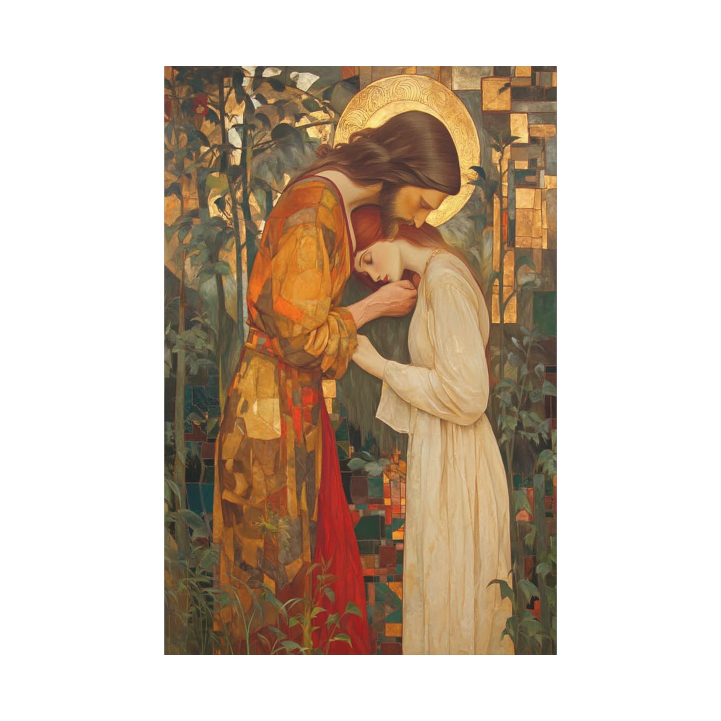 Healing Love - Christ Embracing Mary Magdalene Catholic Canvas Wall Art, Christian Decor