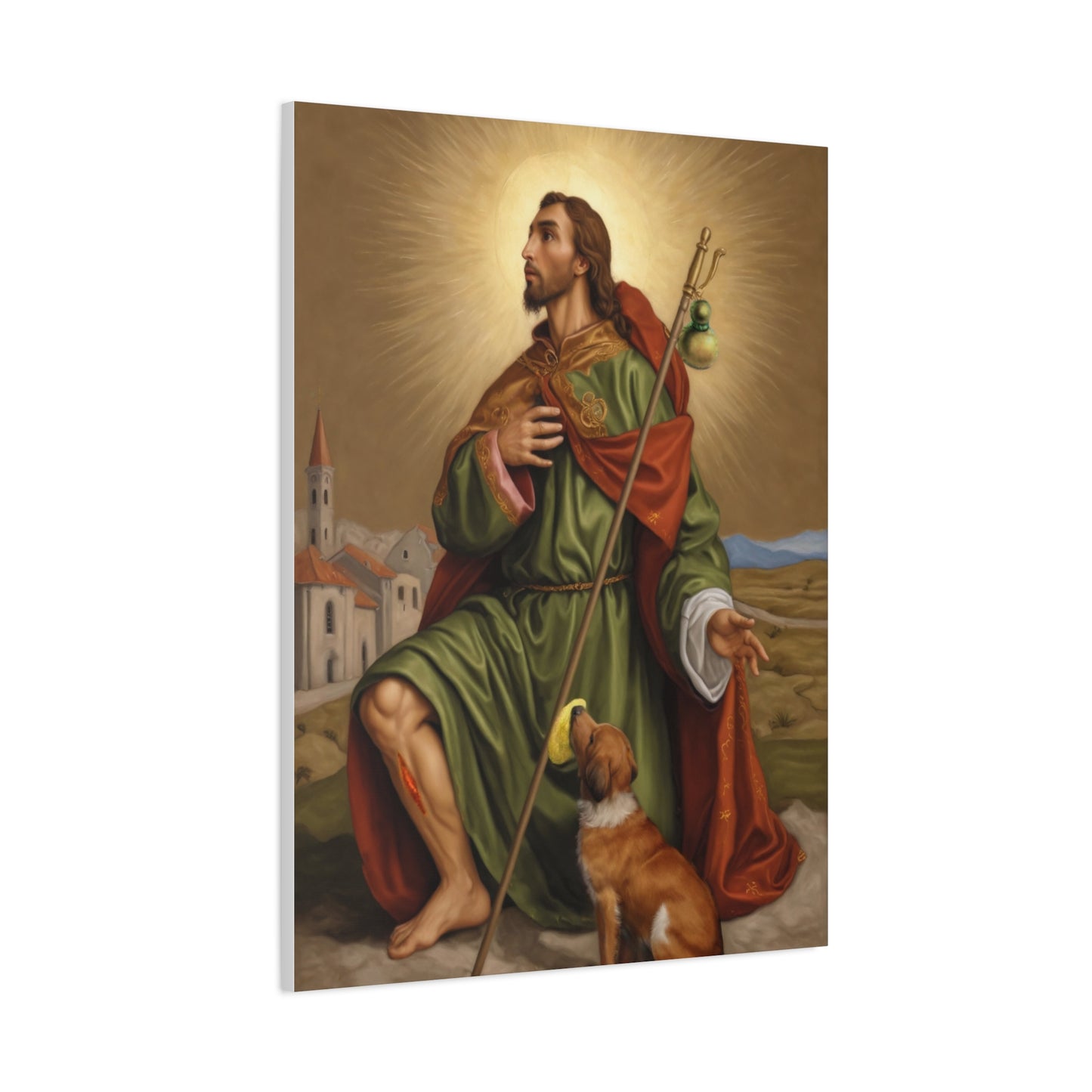 Ready To Hang - St. Roch Rocco Catholic Canvas Wall Art, Christian Decor