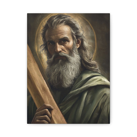 Ships from USA - St Andrew the Apostle Catholic Canvas Wall Art, Christian Decor