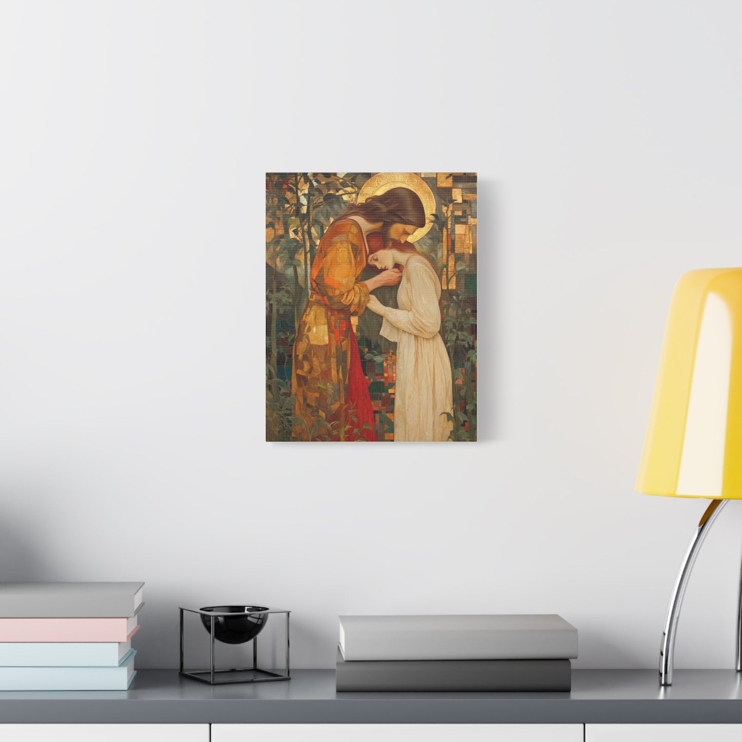 Healing Love - Christ Embracing Mary Magdalene Catholic Canvas Wall Art, Christian Decor