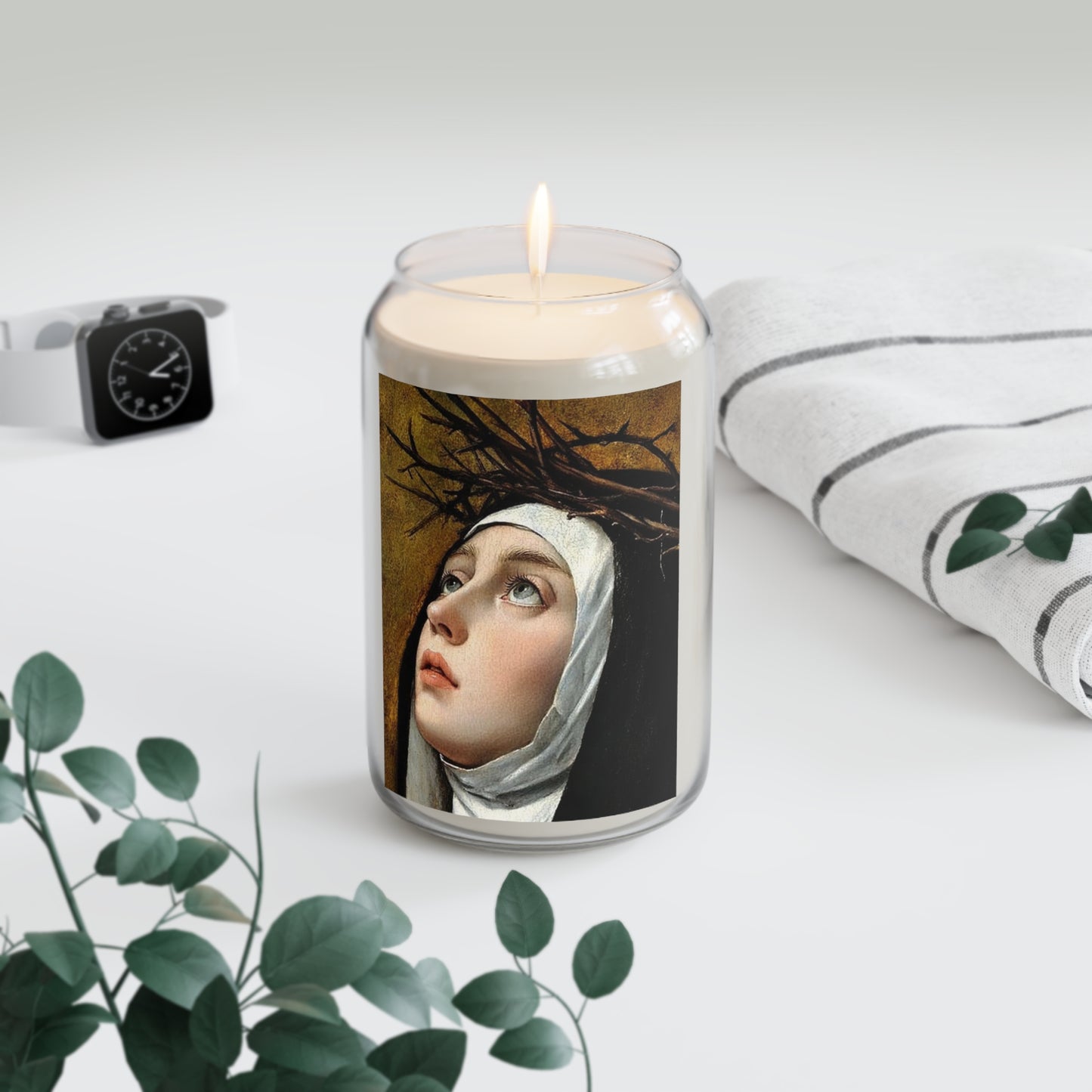 St Catherine of Siena Religious Catholic Serenity Scented Candle, 13.75oz | Relaxation Gift, Home Decor, Calm Atmosphere, Religious Decor