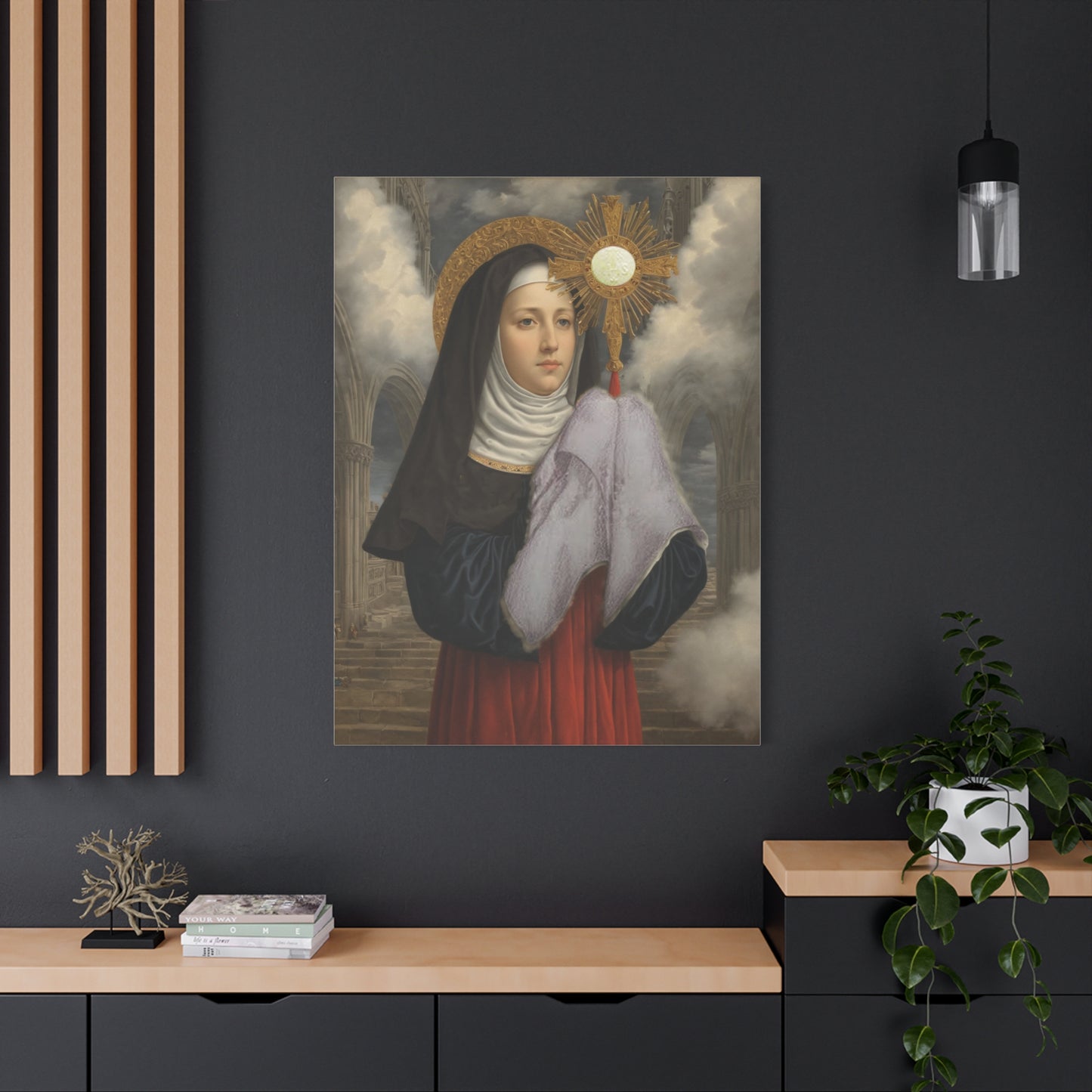 St. Juliana of Liege Catholic Canvas Wall Art, Christian Decor
