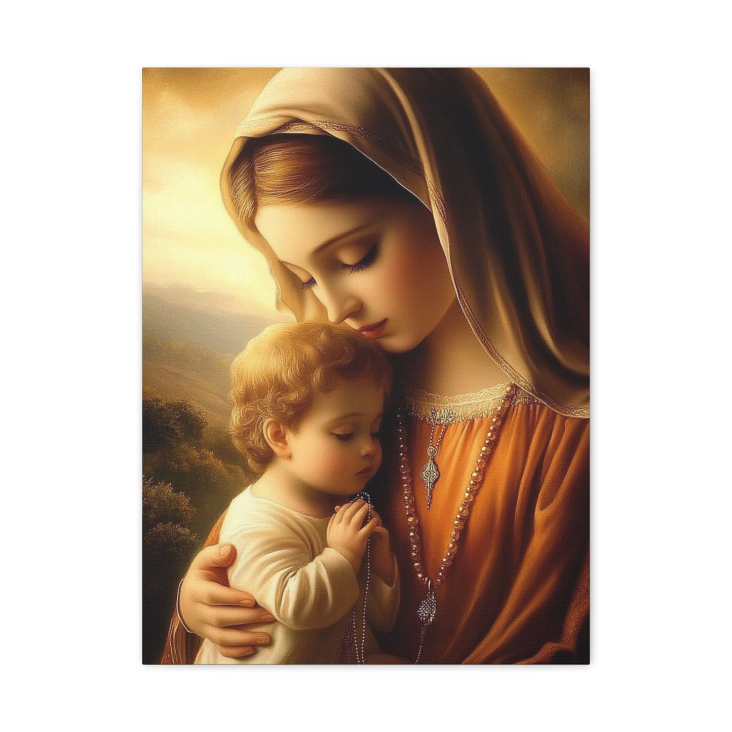 Mother Mary and Baby Jesus Catholic Canvas Wall Art, Christian Decor
