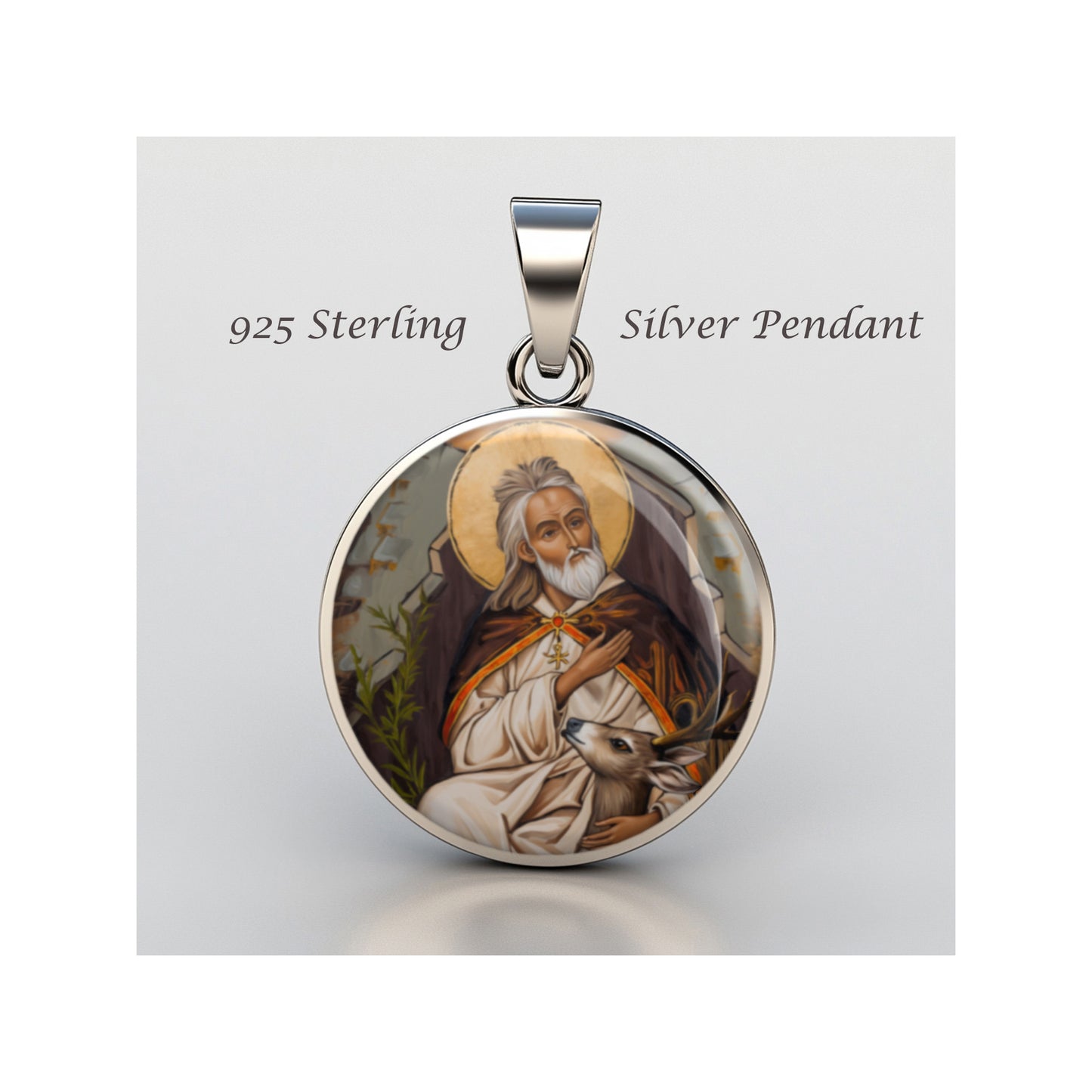Saint Giles Catholic sterling silver 925 Christian Medal Patron Pendant image 0
