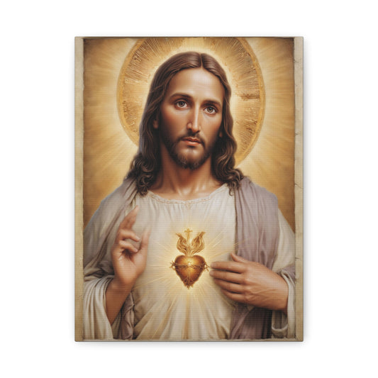Jesus Christ Sacred Heart Catholic Canvas Wall Art, Christian Decor