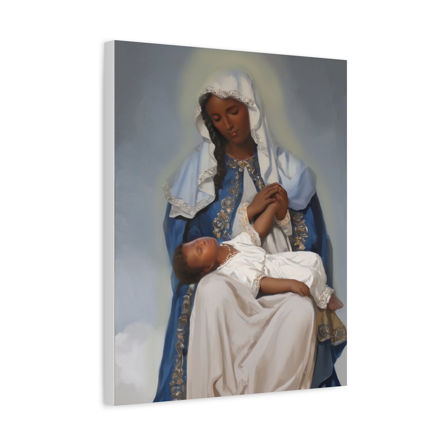 Our Lady Providence Mary Brown Skin Catholic Canvas Wall Art, Christian Decor