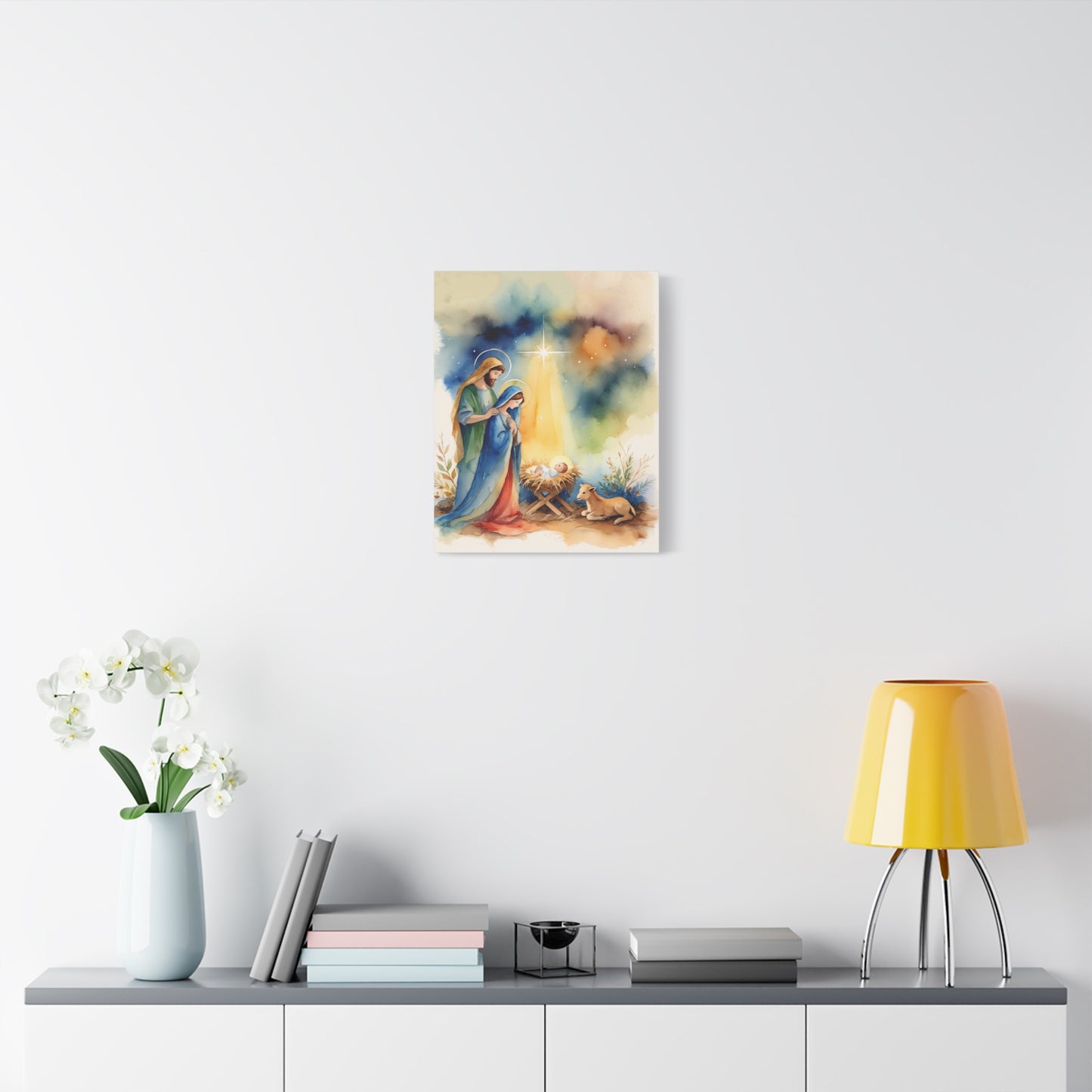 Nativity Scene Holy Family Canvas Wall Art, Christian Decor