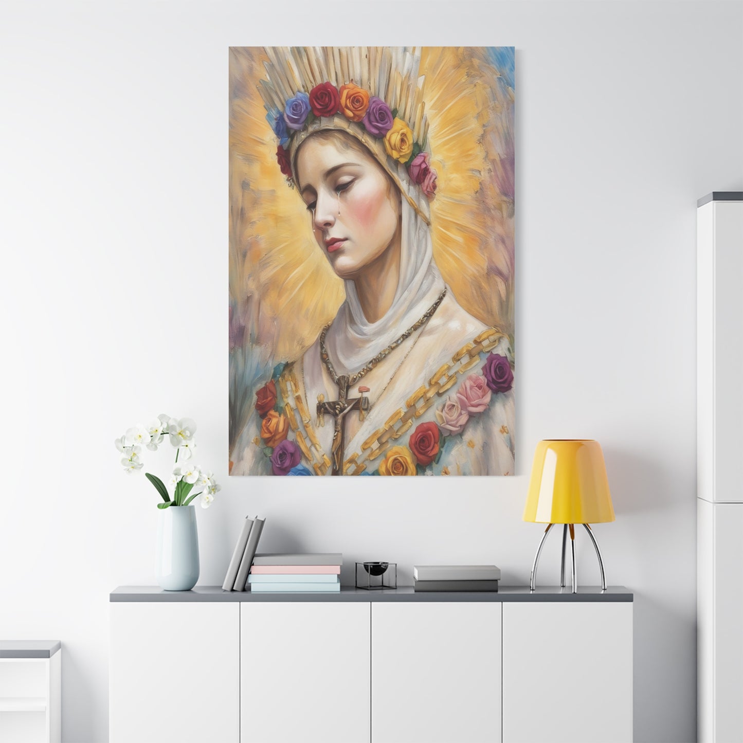 Our Lady La Salette Catholic Canvas Wall Art, Mother Mary Print Christian Decor