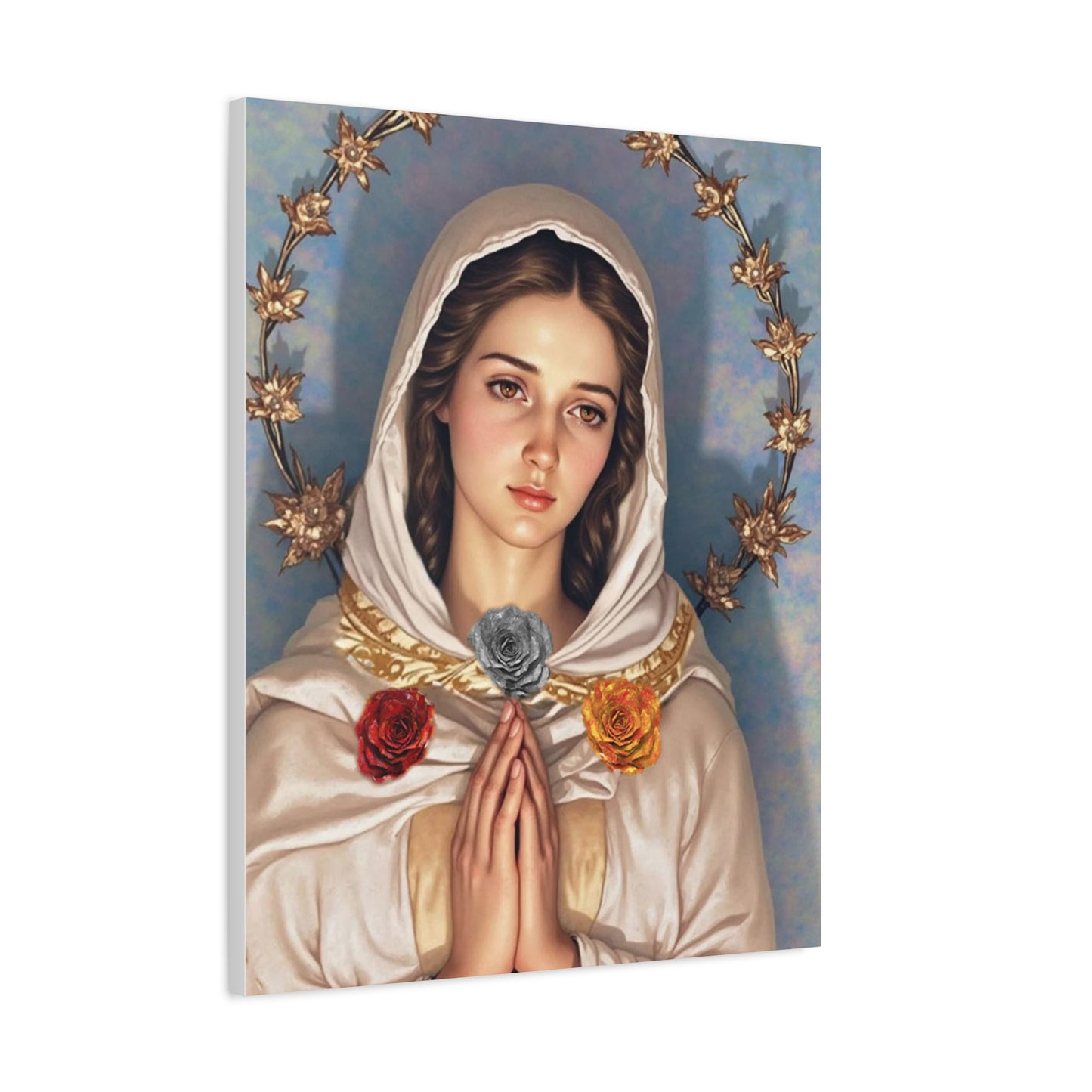 Our Lady Mary Rosa Mystica Catholic Canvas Wall Art, Christian Decor