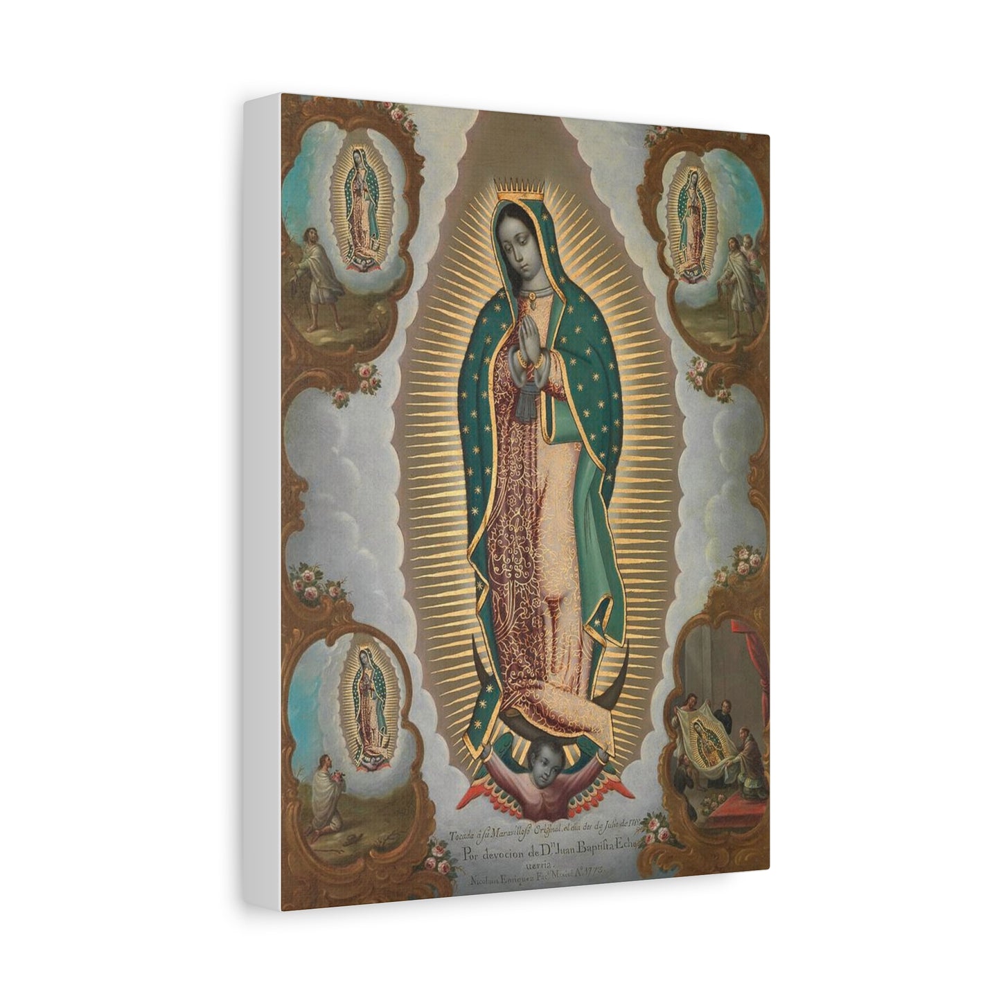 The Virgin of Guadalupe with the Four Apparitions Catholic HQ Print on Canvas Ready To Hang - Virgin Mary Canvas