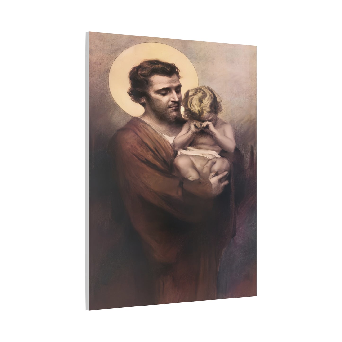 St. Joseph & Child Jesus Crying - Chambers - Catholic Canvas Wall Art, Christian Decor