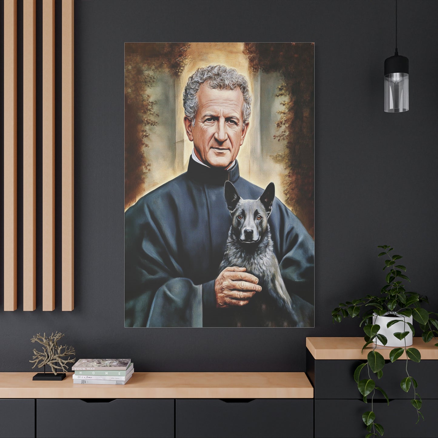 St. John Bosco and Grigio Catholic Canvas Wall Art, Christian Decor