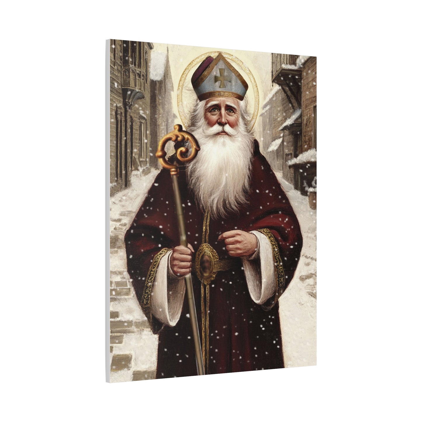 St. Nicholas of Bari Religious Canvas Wall Art, Christian Decor
