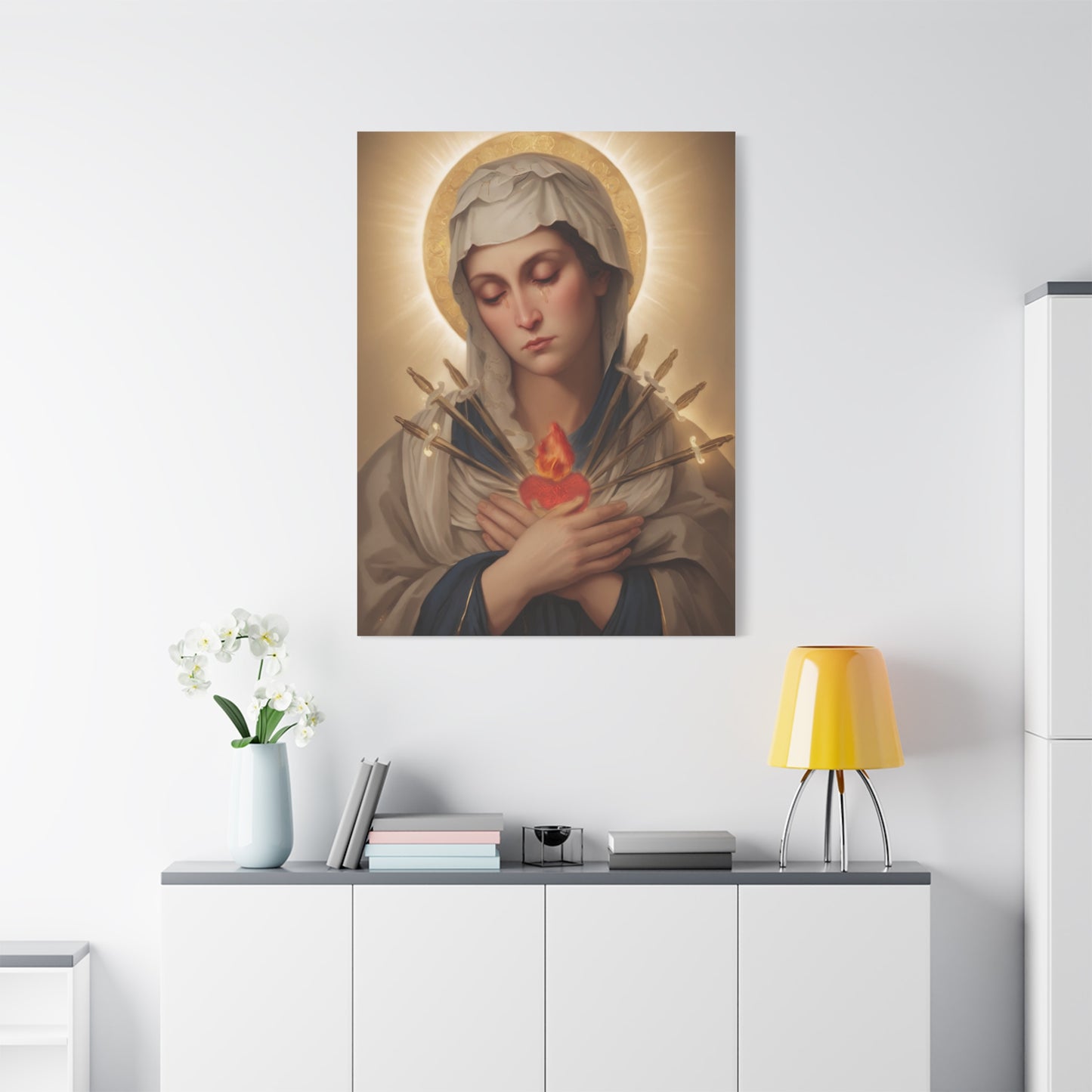 Ready to Hang - Mary Our Lady Of Sorrows Catholic Canvas Wall Art, Christian Decor