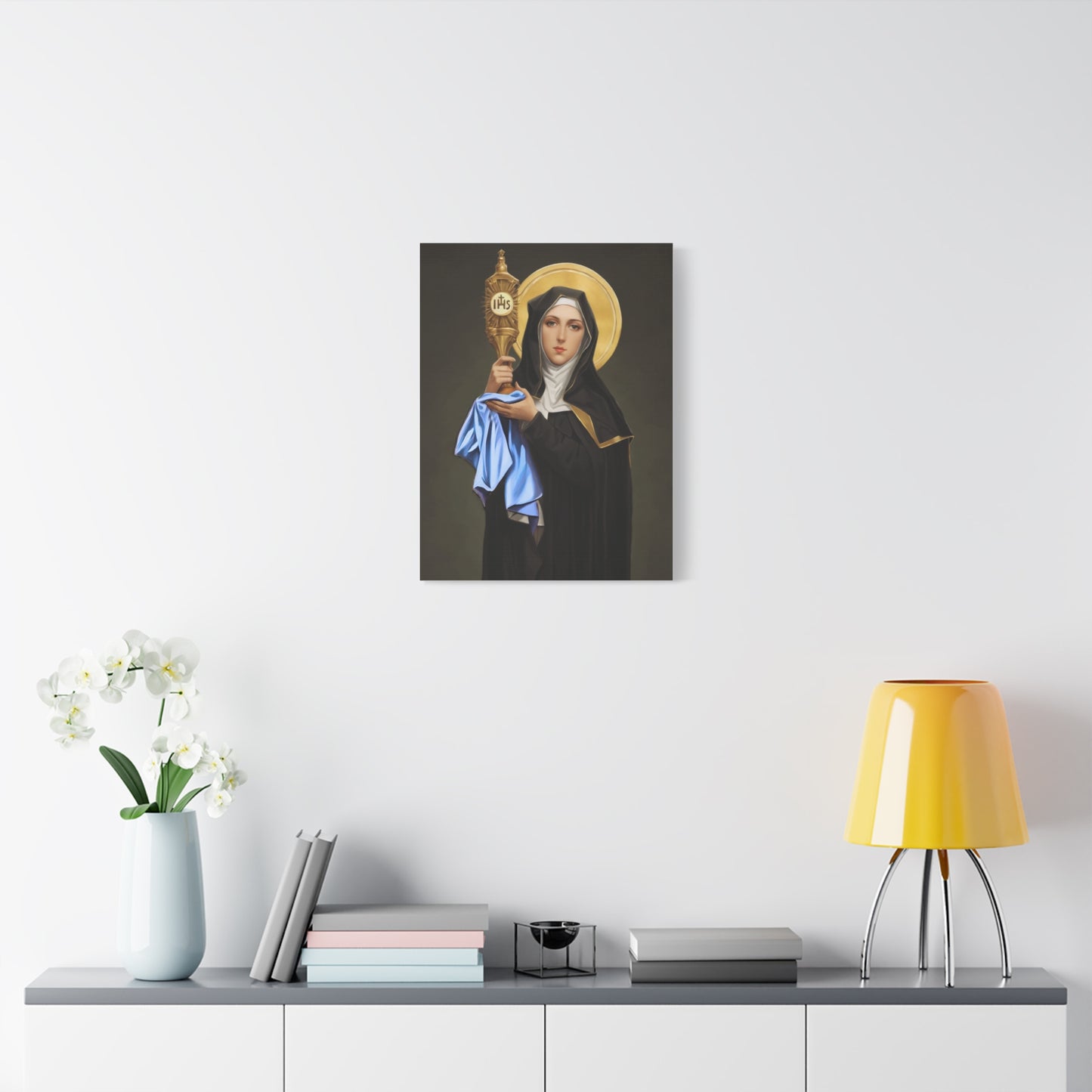 St. Clare of Assisi Catholic Canvas Wall Art, Christian Decor