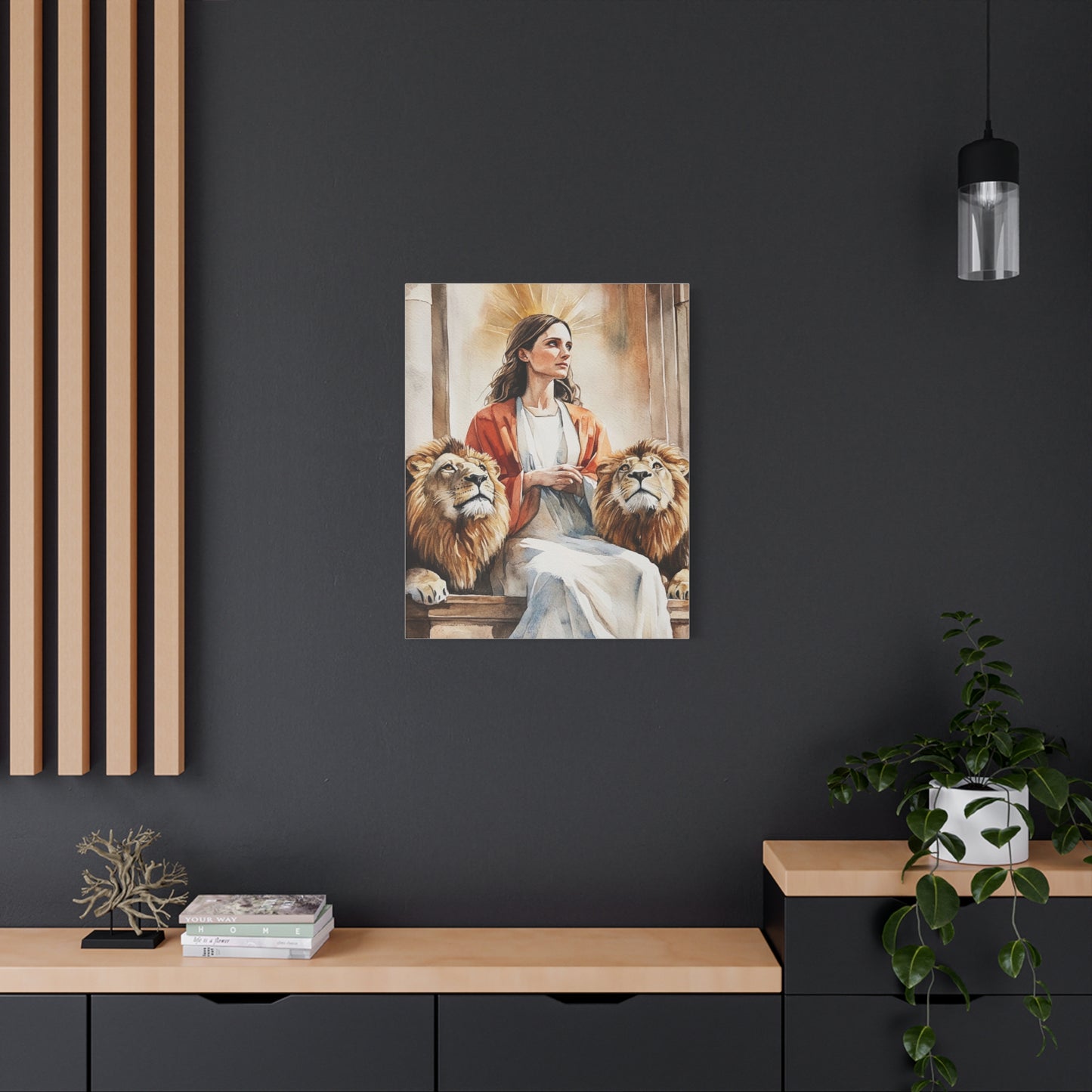 Ready To Hang - St. Prisca with Lions Catholic Canvas Wall Art, Christian Decor