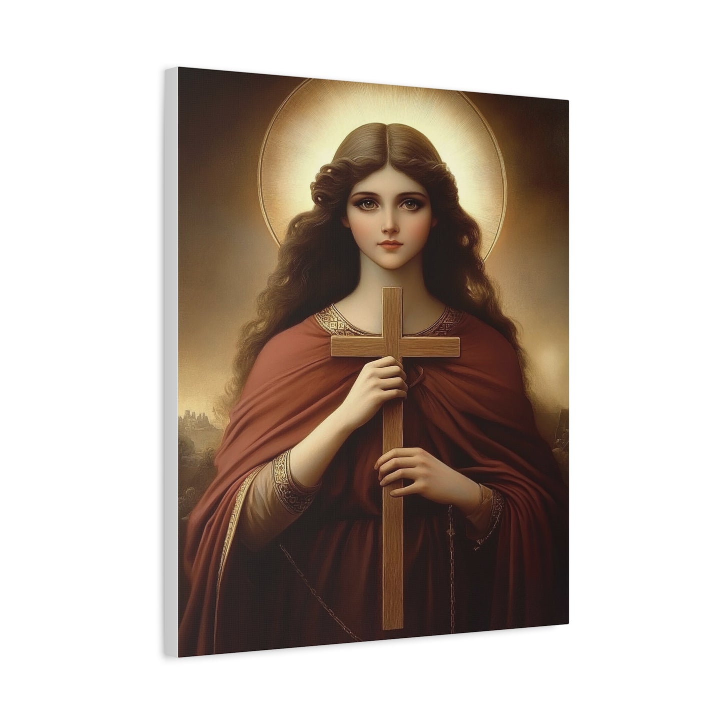 St. Helena and the True Cross Catholic Canvas Wall Art, Christian Decor