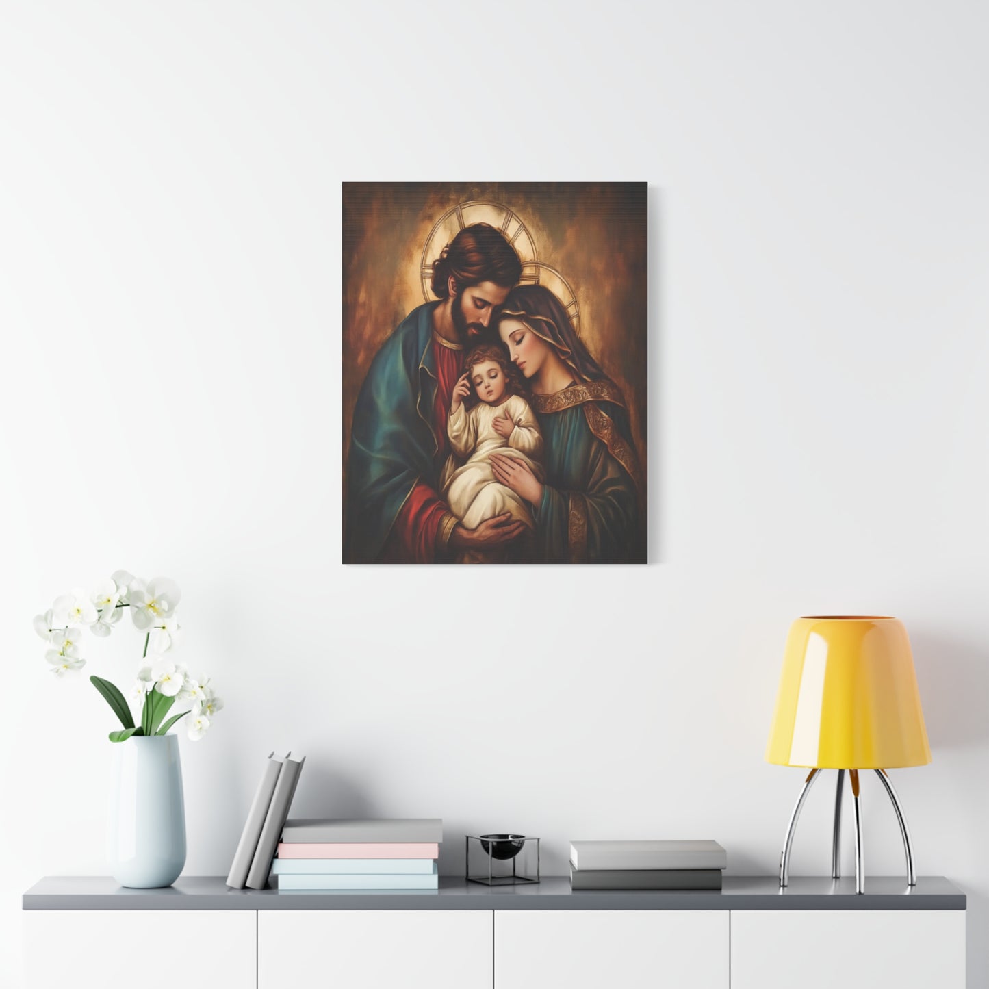 Holy Family Catholic Canvas Wall Art, Christian Decor