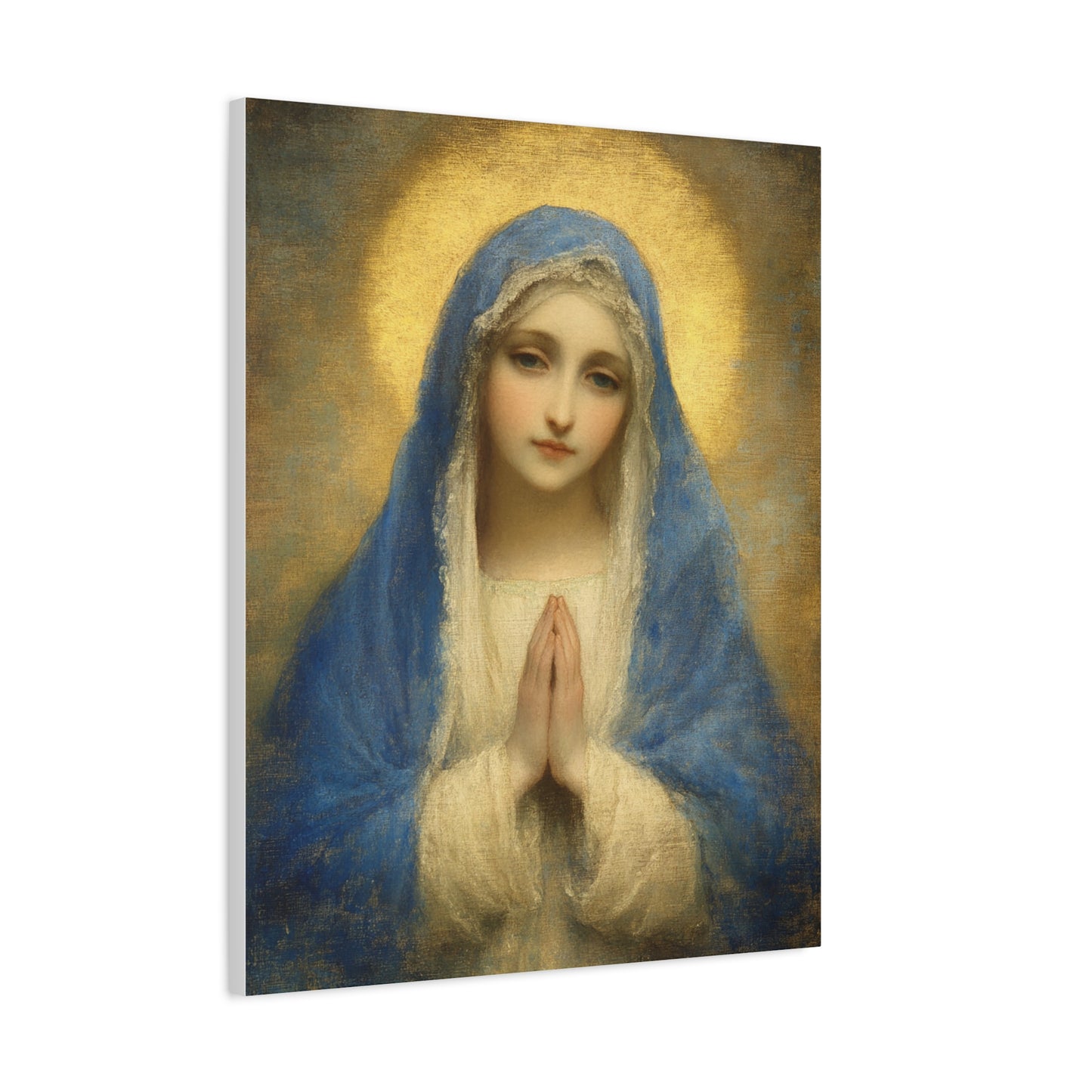Mother Mary Blue Veil Catholic Canvas Wall Art, Christian Decor