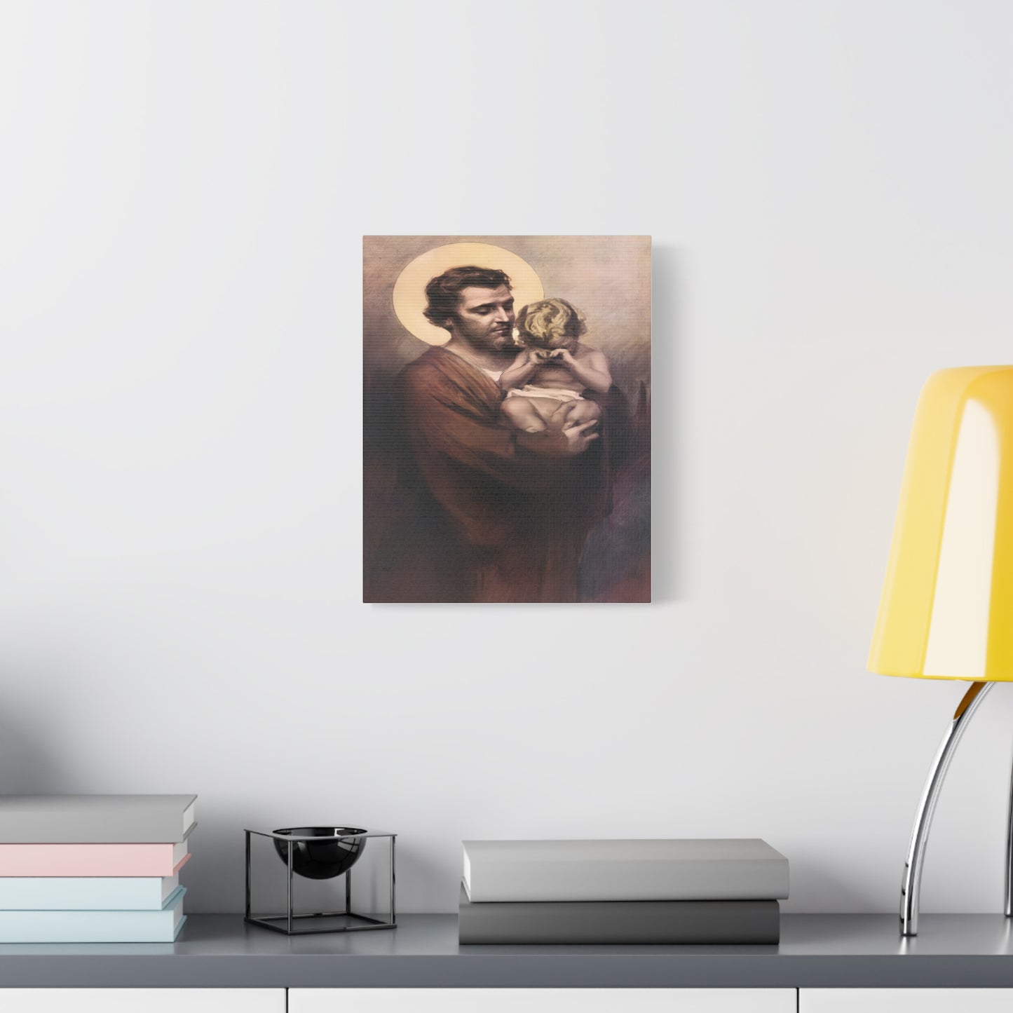 St. Joseph & Child Jesus Crying - Chambers - Catholic Canvas Wall Art, Christian Decor