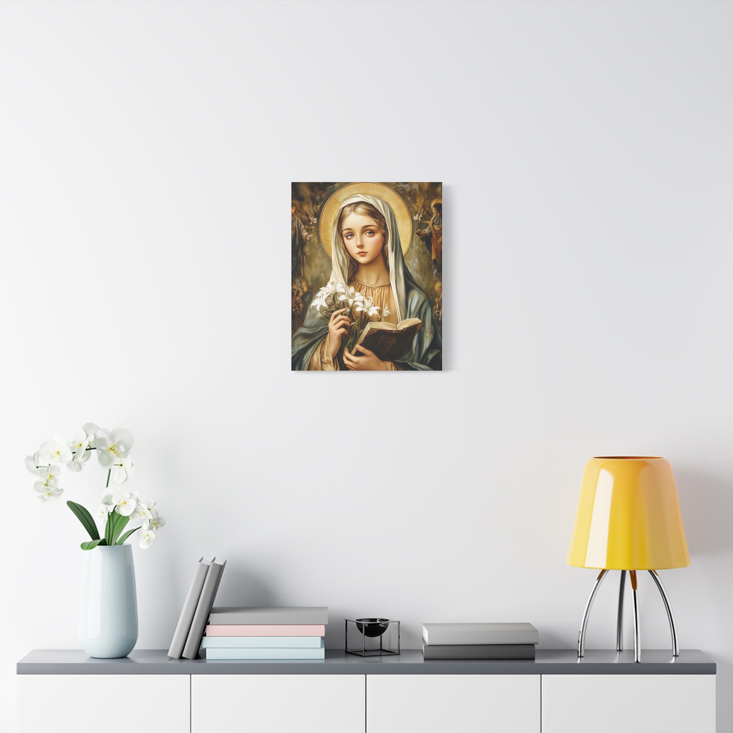 St. Dymphna Catholic Canvas Wall Art, Christian Decor