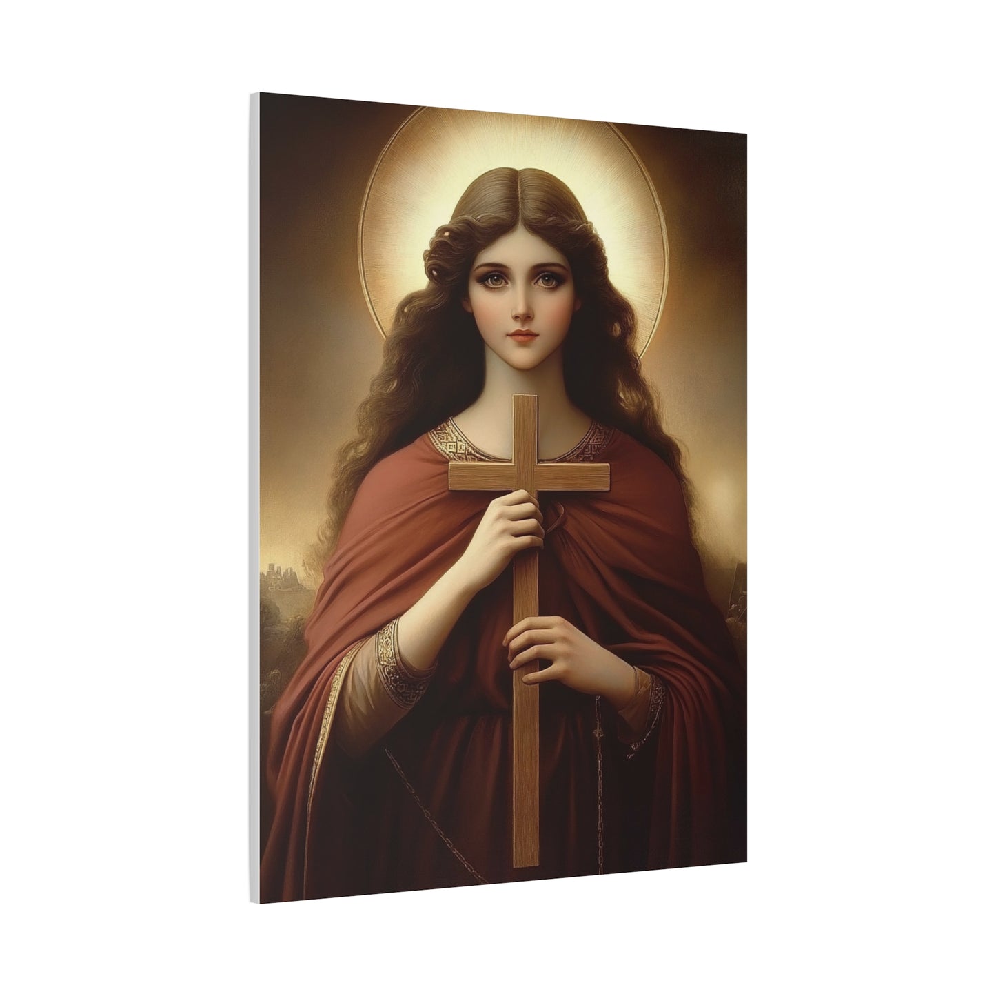 St. Helena and the True Cross Catholic Canvas Wall Art, Christian Decor