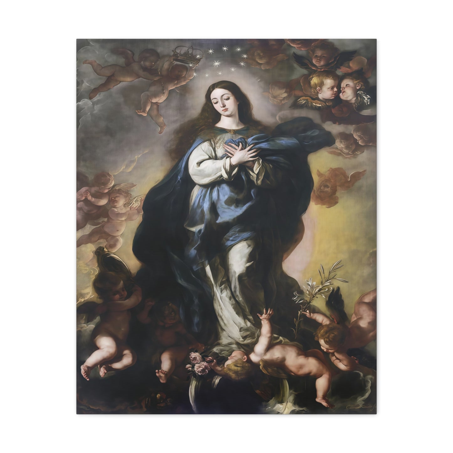 Ready To Hang - Our Lady Mother Mary Immaculate Conception Catholic Canvas Wall Art, Christian Decor