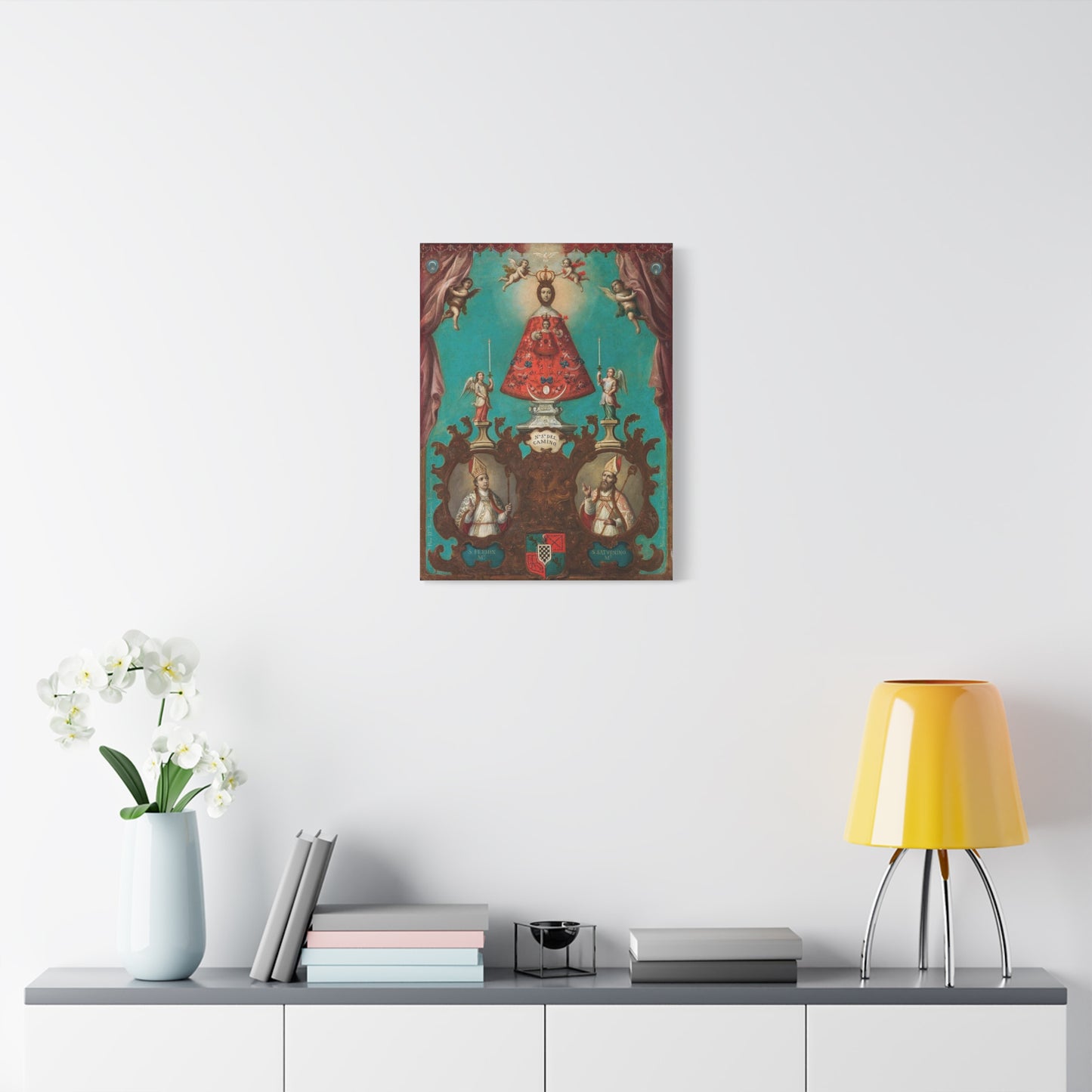 The Virgin of El Camino with St Fermin and St Saturnino Catholic HQ Print on Canvas Ready To Hang - Virgin Mary Canvas