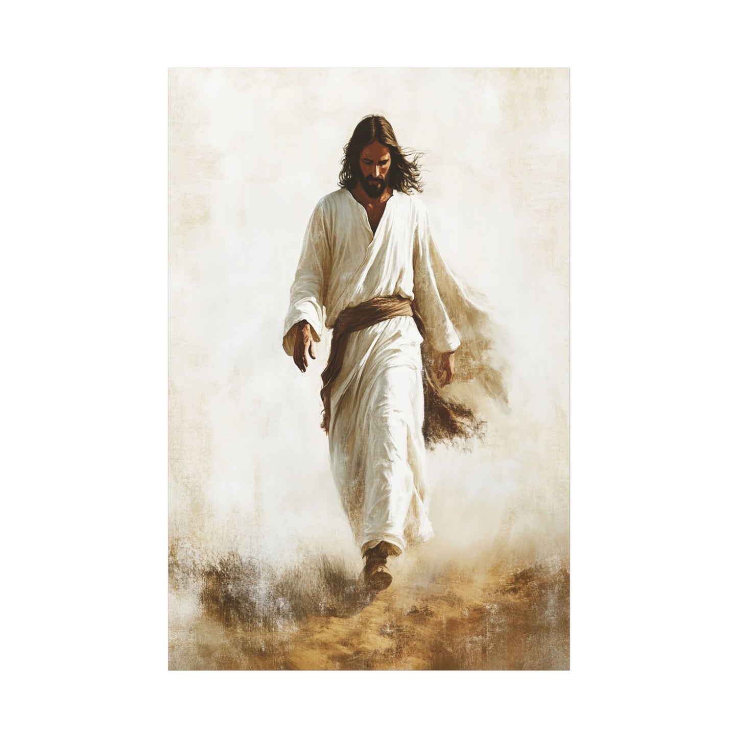 Jesus Christ Walking Through The Desert Catholic Canvas Wall Art, Christian Decor