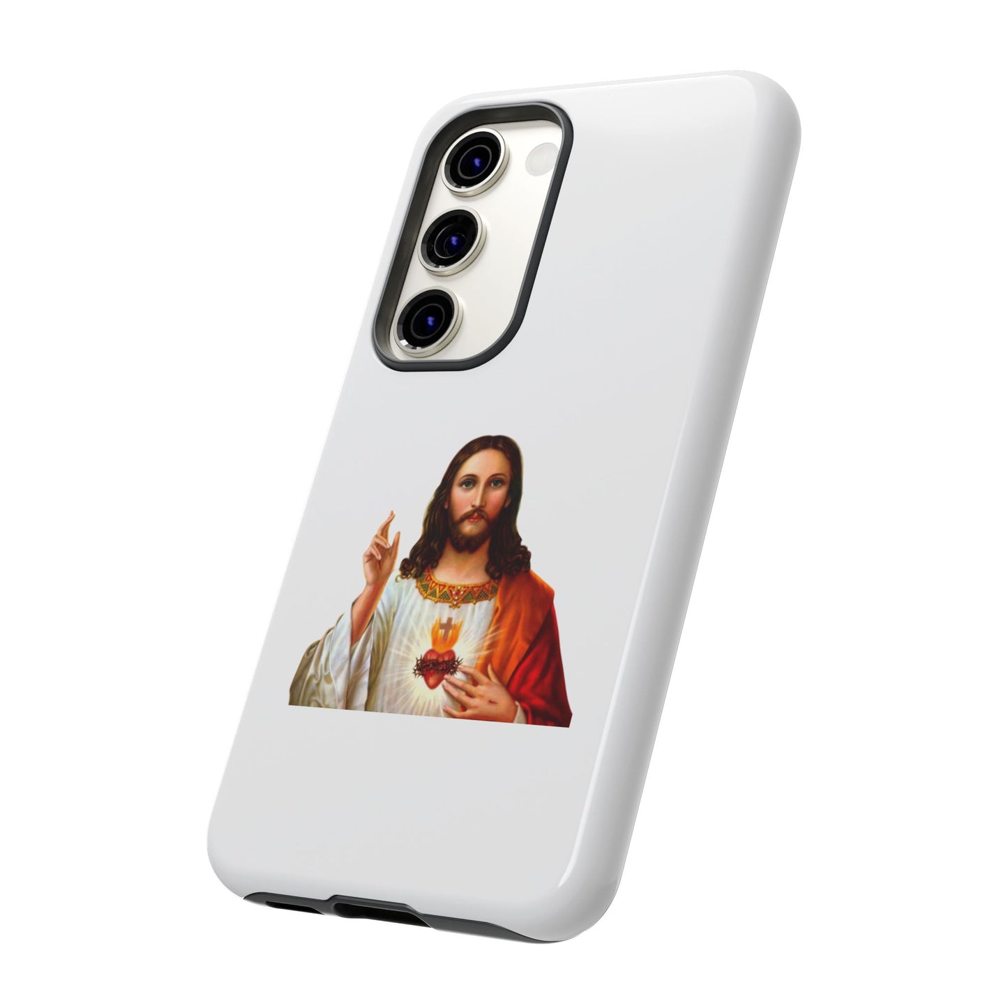Artistic Phone Case Featuring Jesus, Tough Phone Case, Christian Gift, Religious Phone Cover, Inspirational Phone Accessory, Unique Jesus