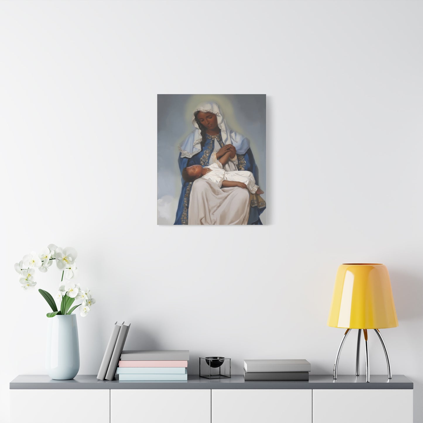 Our Lady Providence Mary Brown Skin Catholic Canvas Wall Art, Christian Decor