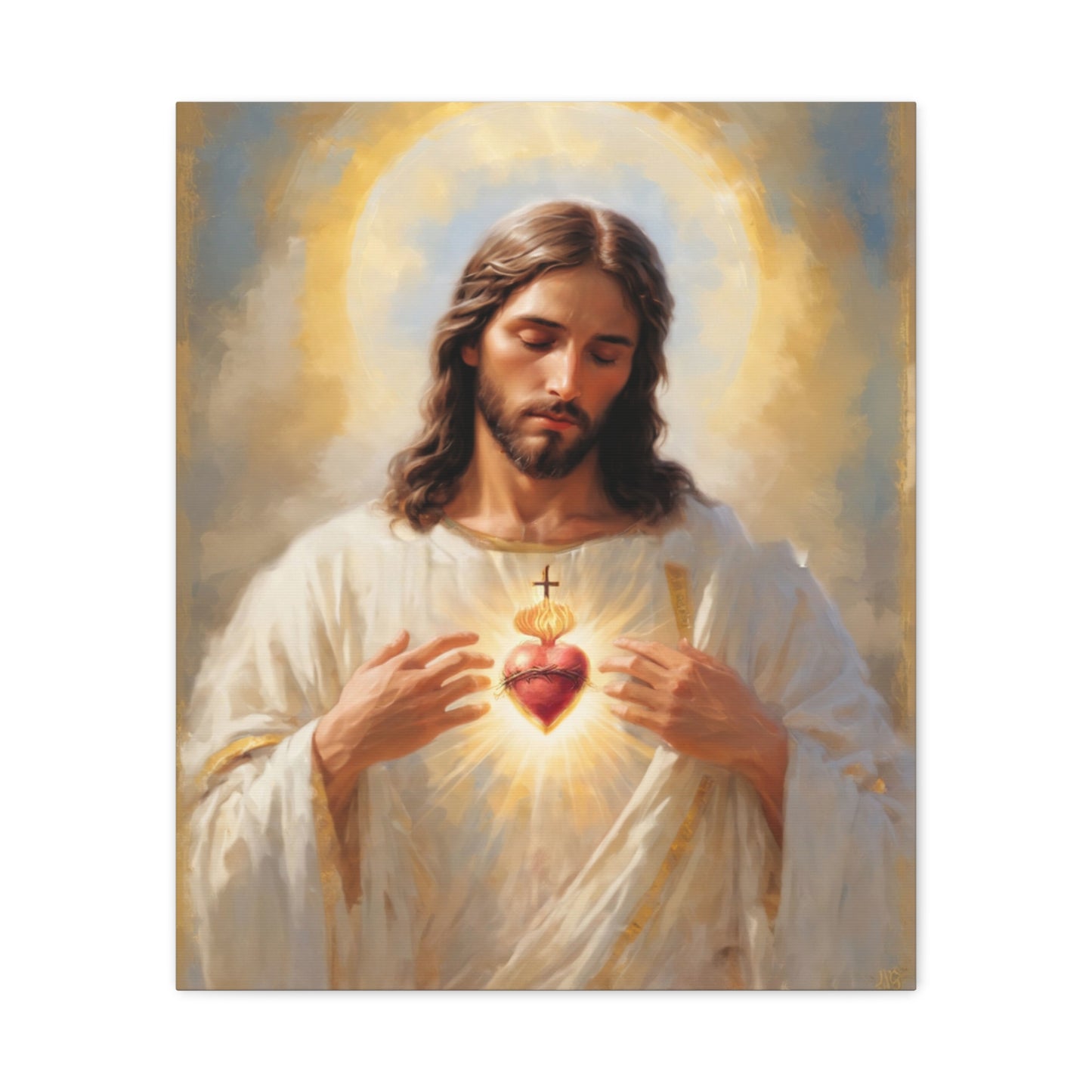 Jesus Christ Sacred Heart Catholic Canvas Wall Art, Christian Decor