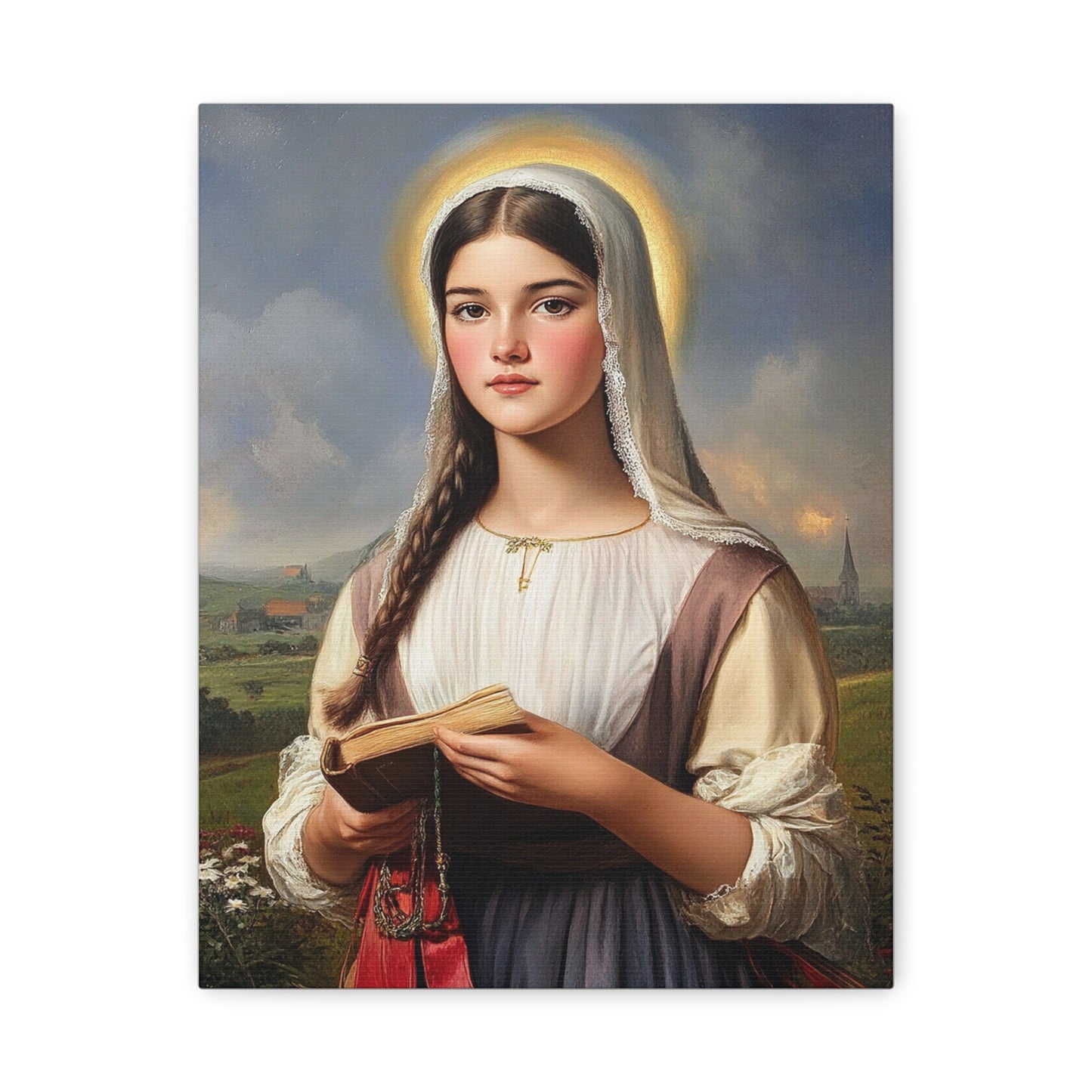 St. Genevieve Catholic Canvas Wall Art, Christian Decor