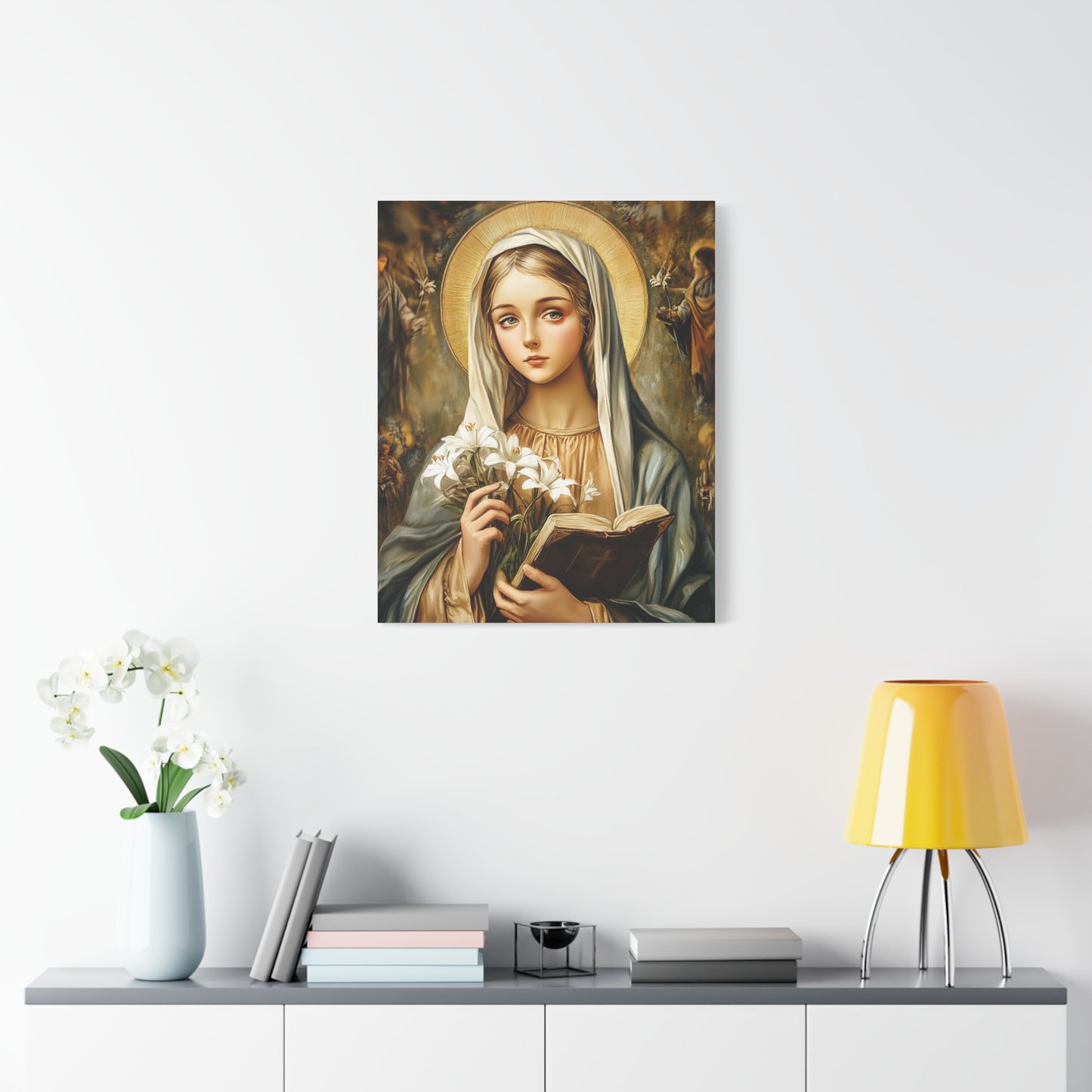 St. Dymphna Catholic Canvas Wall Art, Christian Decor