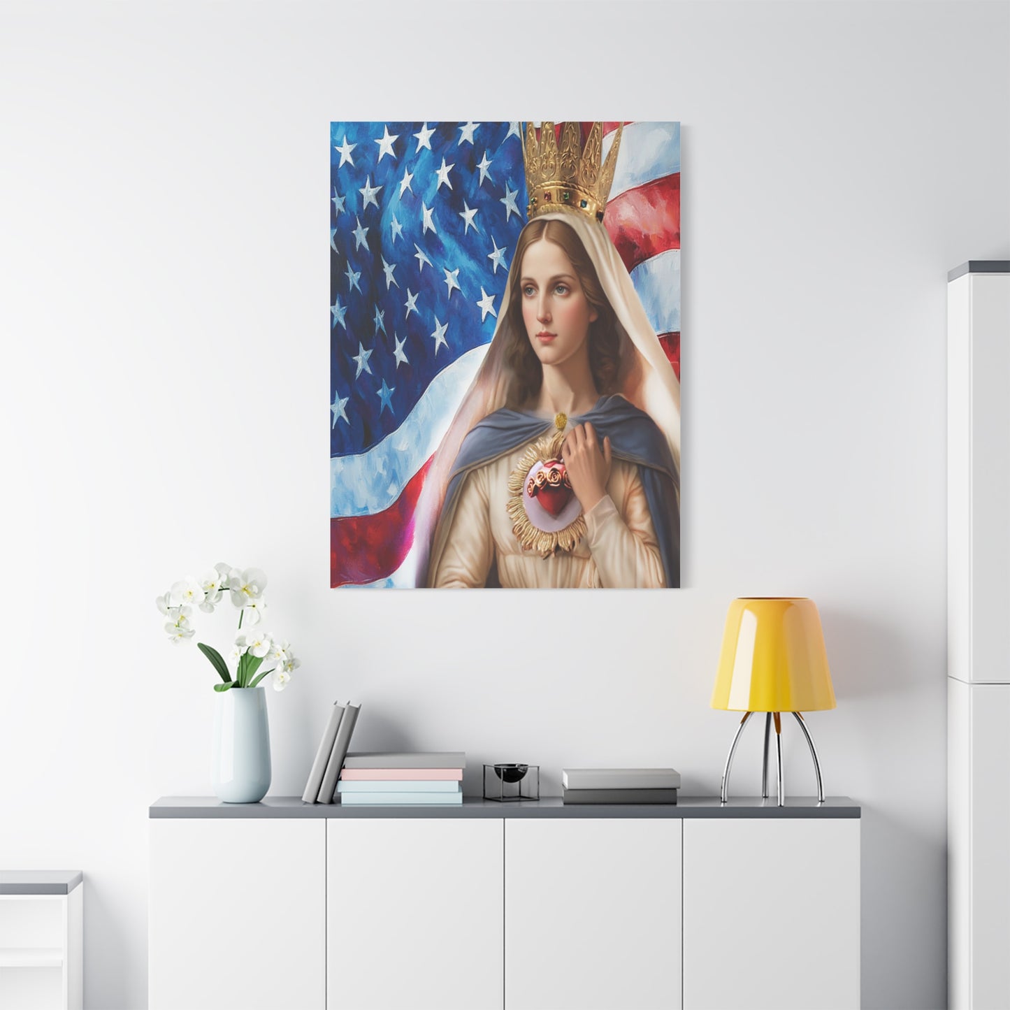 Ready to Hang - Mary Our Lady of America Catholic Canvas Wall Art, Christian Decor