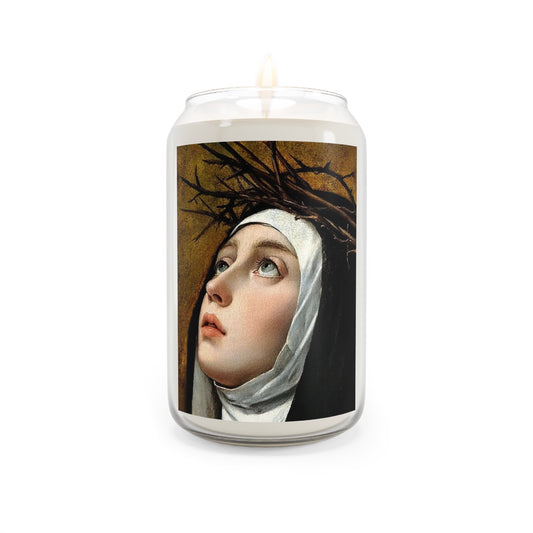 St Catherine of Siena Religious Catholic Serenity Scented Candle, 13.75oz | Relaxation Gift, Home Decor, Calm Atmosphere, Religious Decor