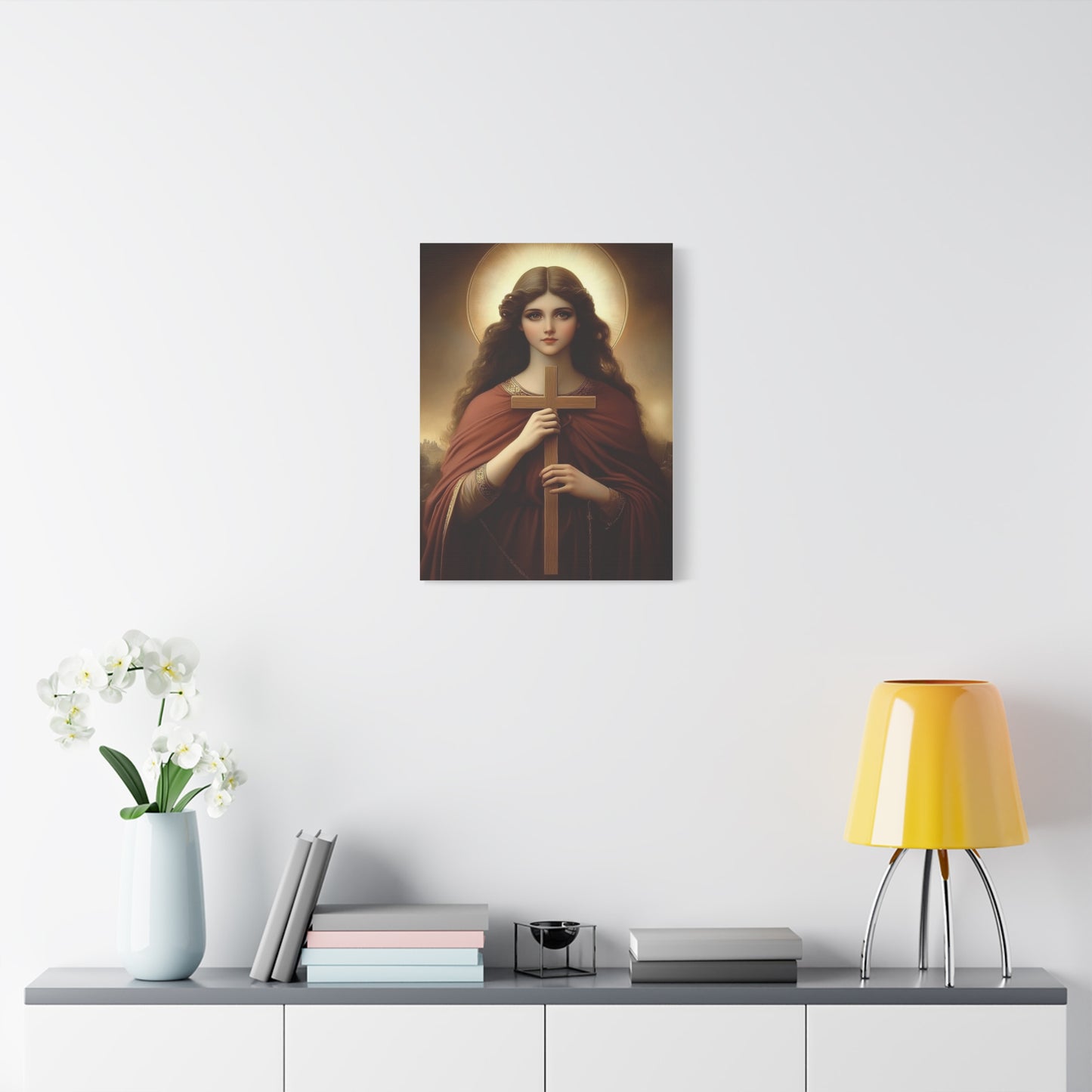 St. Helena and the True Cross Catholic Canvas Wall Art, Christian Decor