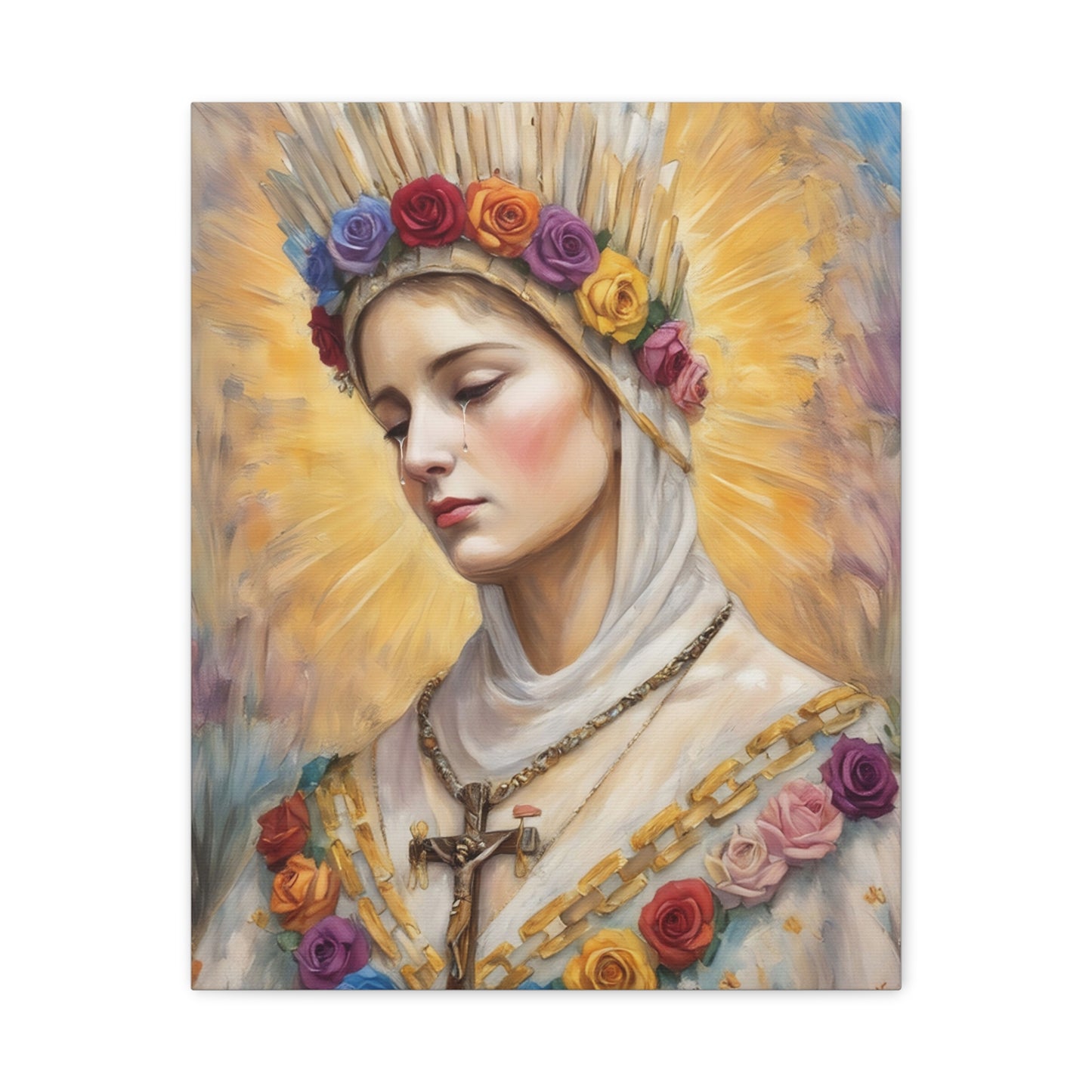 Our Lady La Salette Catholic Canvas Wall Art, Mother Mary Print Christian Decor
