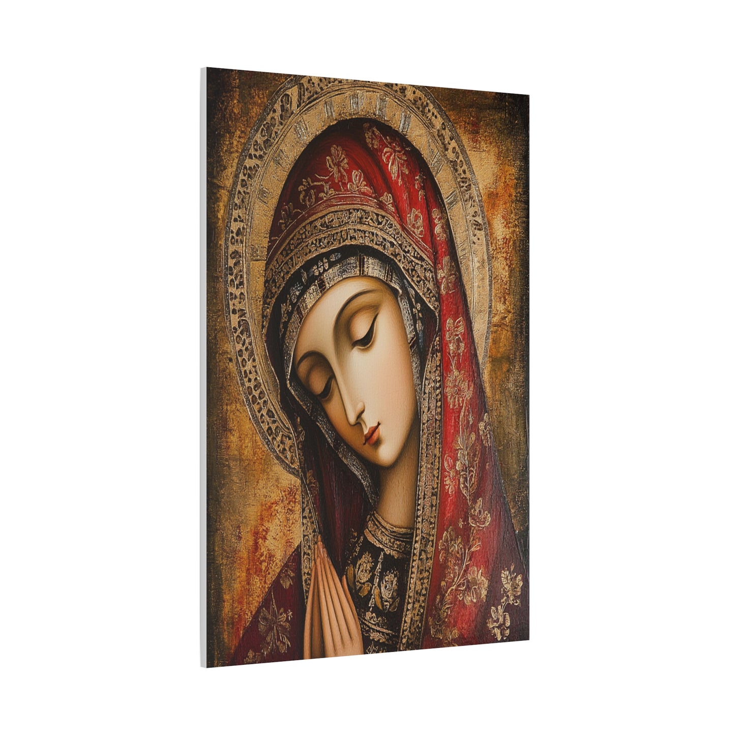 Holy Mary Icon in Byzantine Style - Canvas Wall Art, Christian Decor