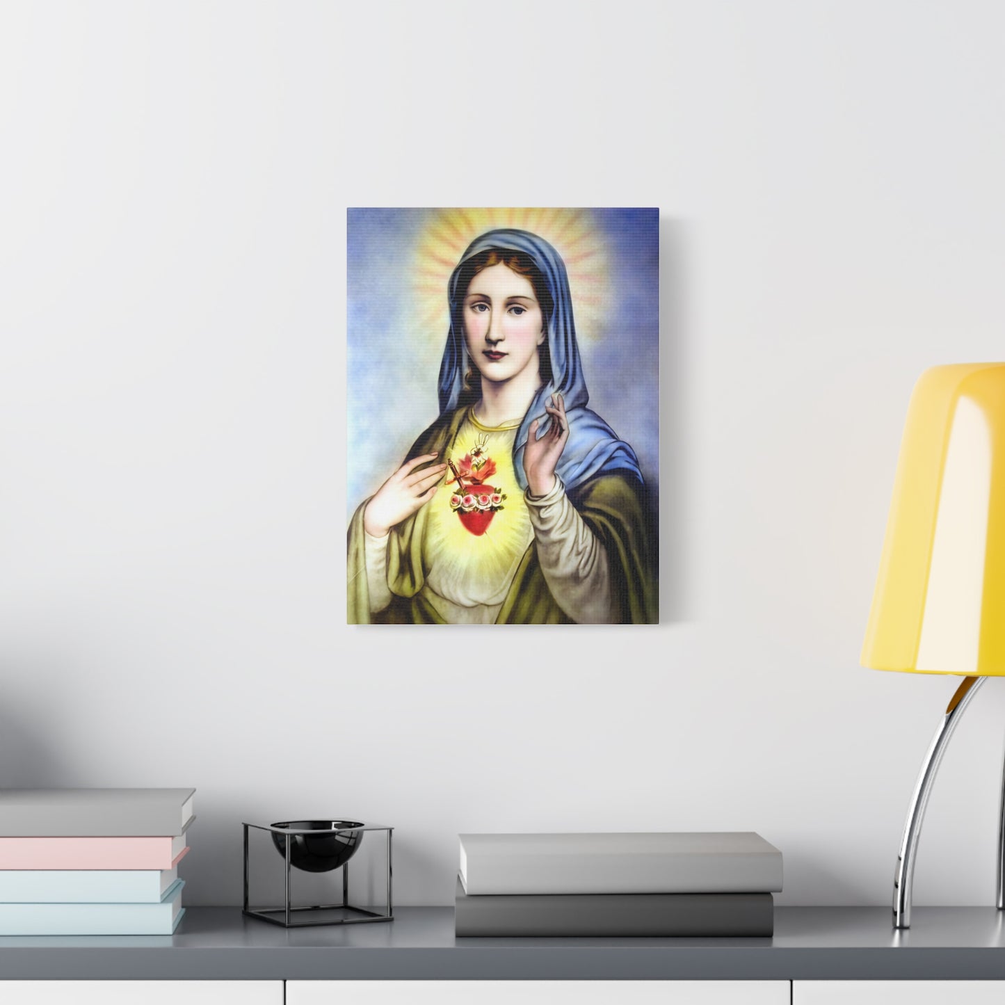 Ready to Hang - Immaculate Heart Virgin Mary Catholic Canvas Wall Art, Christian Decor