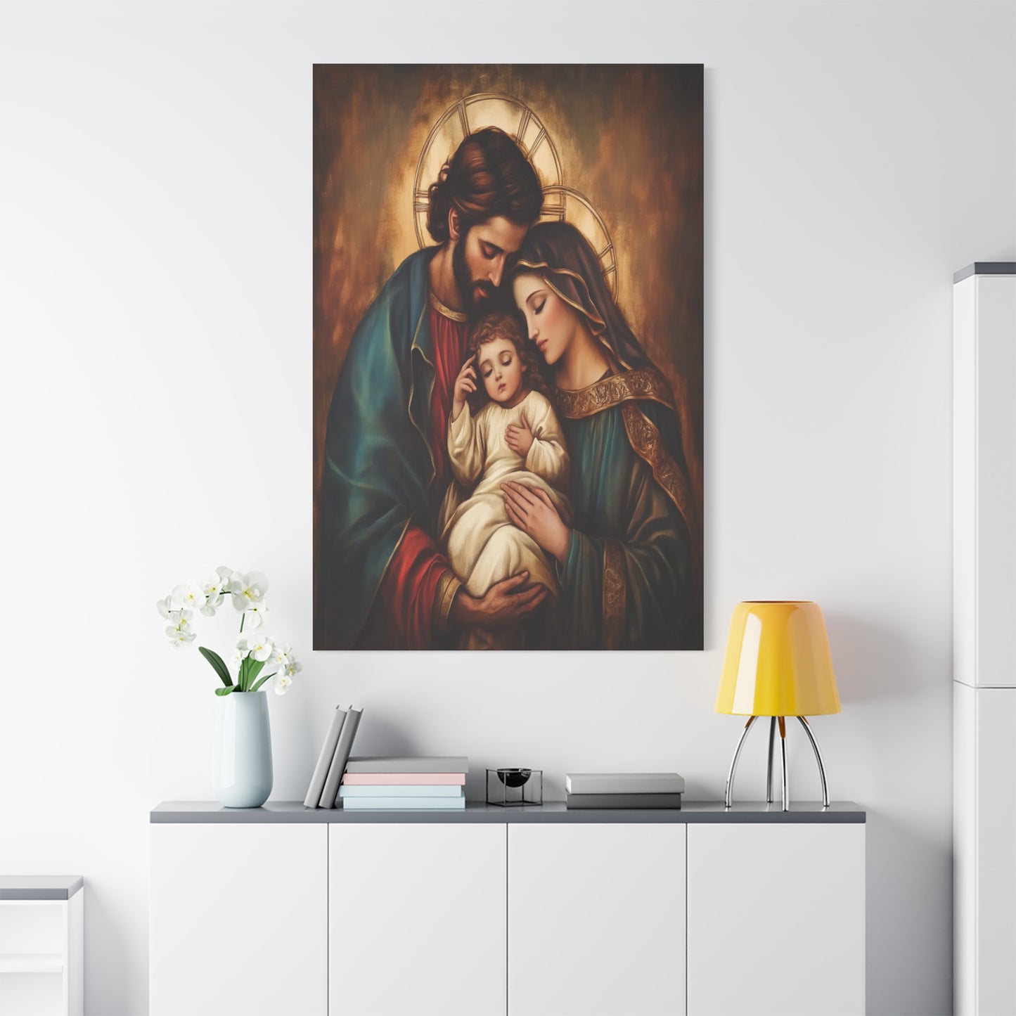 Holy Family Catholic Canvas Wall Art, Christian Decor