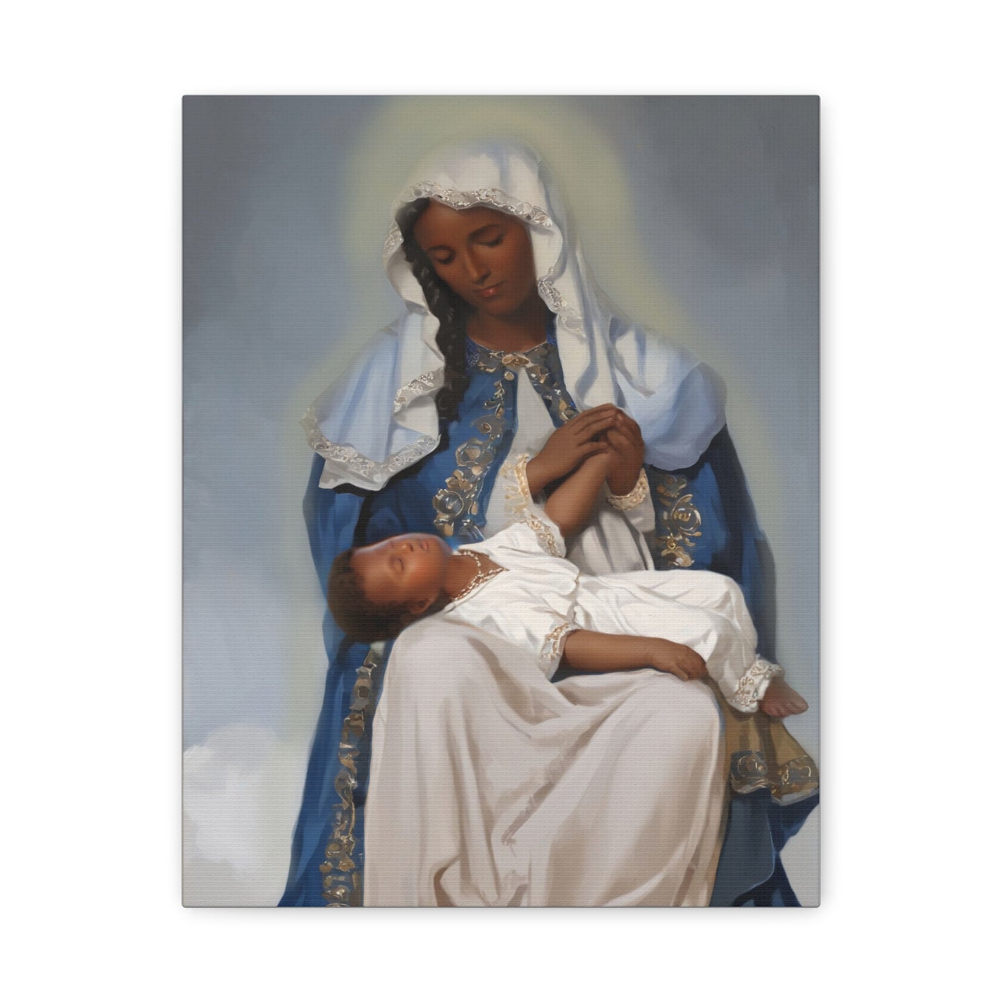 Our Lady Providence Mary Brown Skin Catholic Canvas Wall Art, Christian Decor