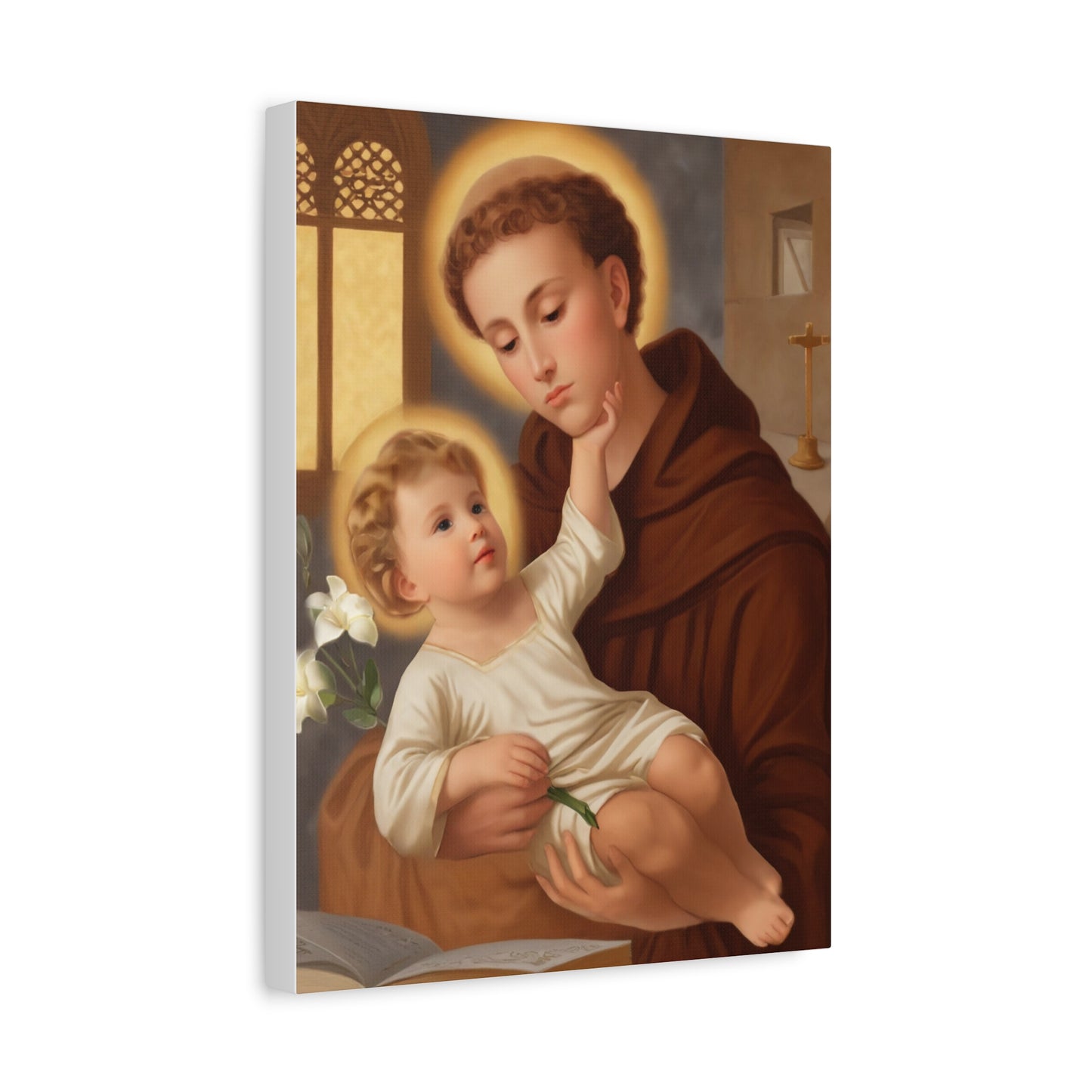 St. Anthony and Jesus Catholic Canvas Print, Catholic Decor Wall, Gift Religious Christian