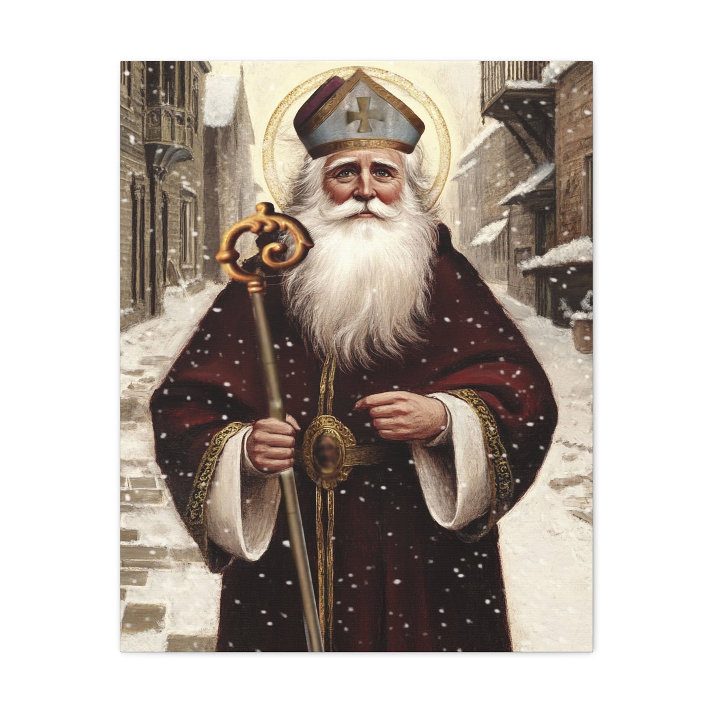 St. Nicholas of Bari Religious Canvas Wall Art, Christian Decor
