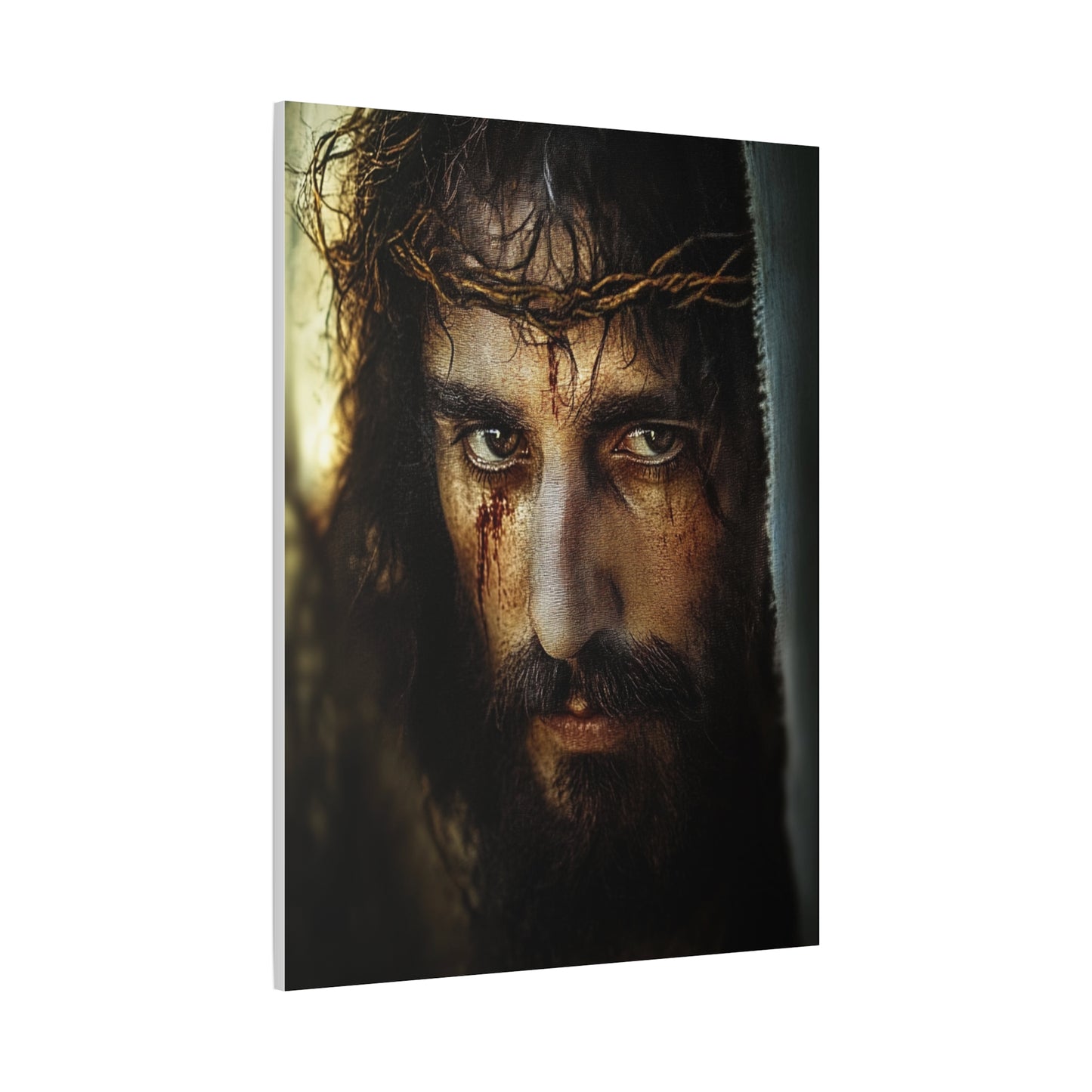 Jesus Christ Our Lord with Crown of Thorns Catholic Canvas Wall Art, Christian Decor