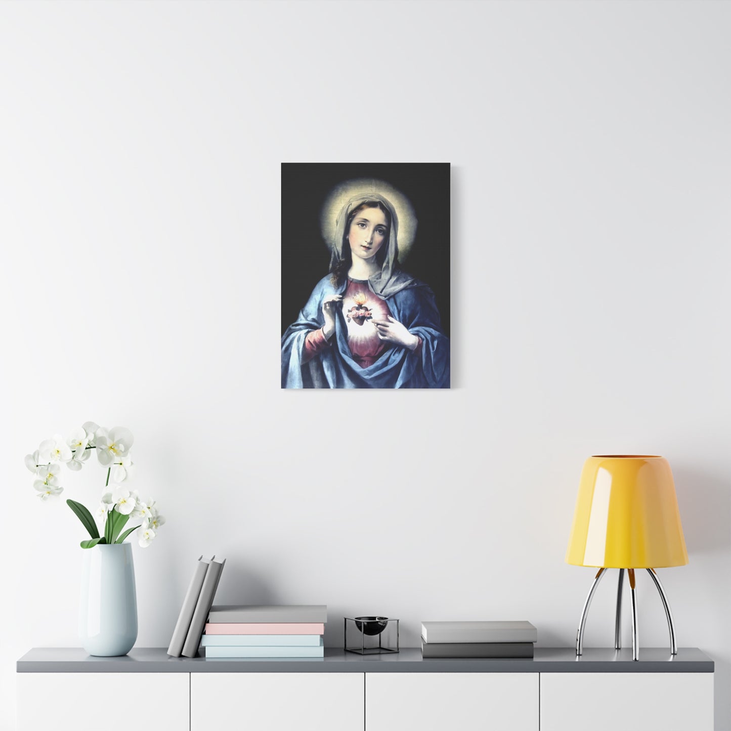 Ready to Hang - Immaculate Heart Virgin Mary Catholic Canvas Wall Art, Christian Decor